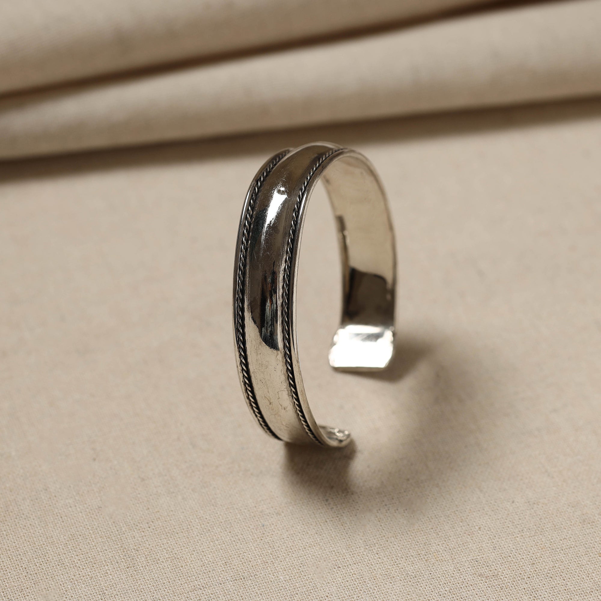 WHITE RIVER STORIES Antique Finish Oxidised German Silver Bangle / Cuff Bracelet (Adjustable) - view 2