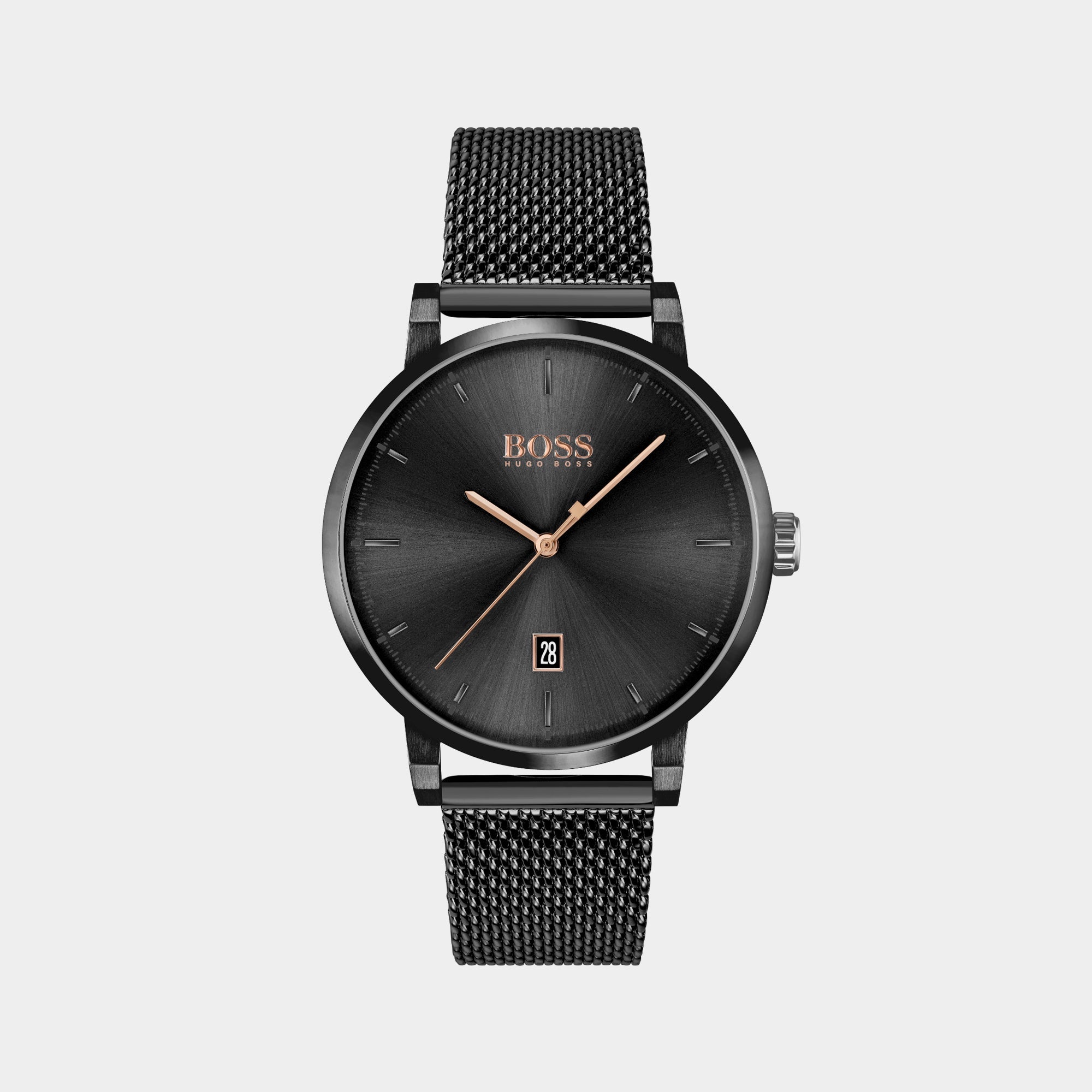 Boss Confidence Men Quartz Black Dial Analog Mesh Watch 1513810