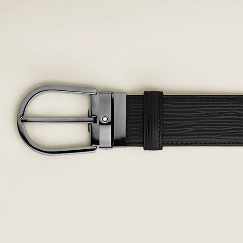 Montblanc Mont Blanc, Horseshoe Buckle Black 35 mm Leather Belt - view 2