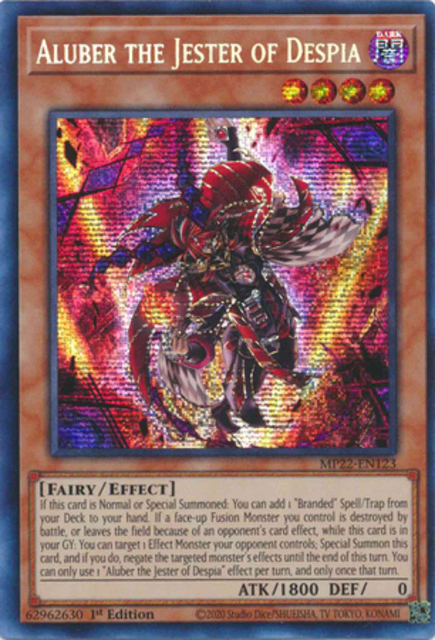 Yu-Gi-Oh! Aluber the Jester of Despia - MP22-EN123 - Prismatic Secret Rare - 1st Edition