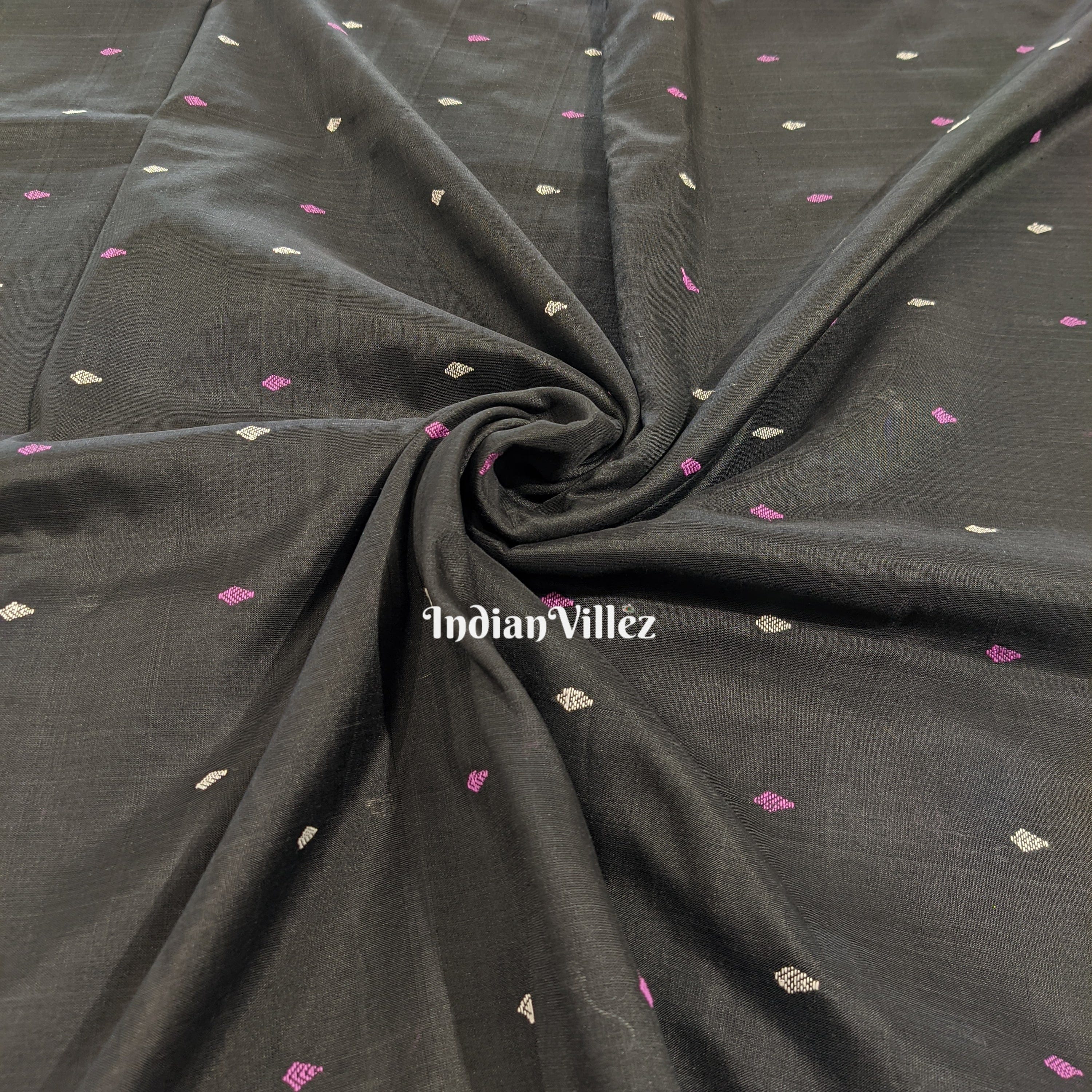 Silk cotton fabric – IndianVillèz Black Bomkai Sambalpuri Ikat Silk*Cotton Fabric