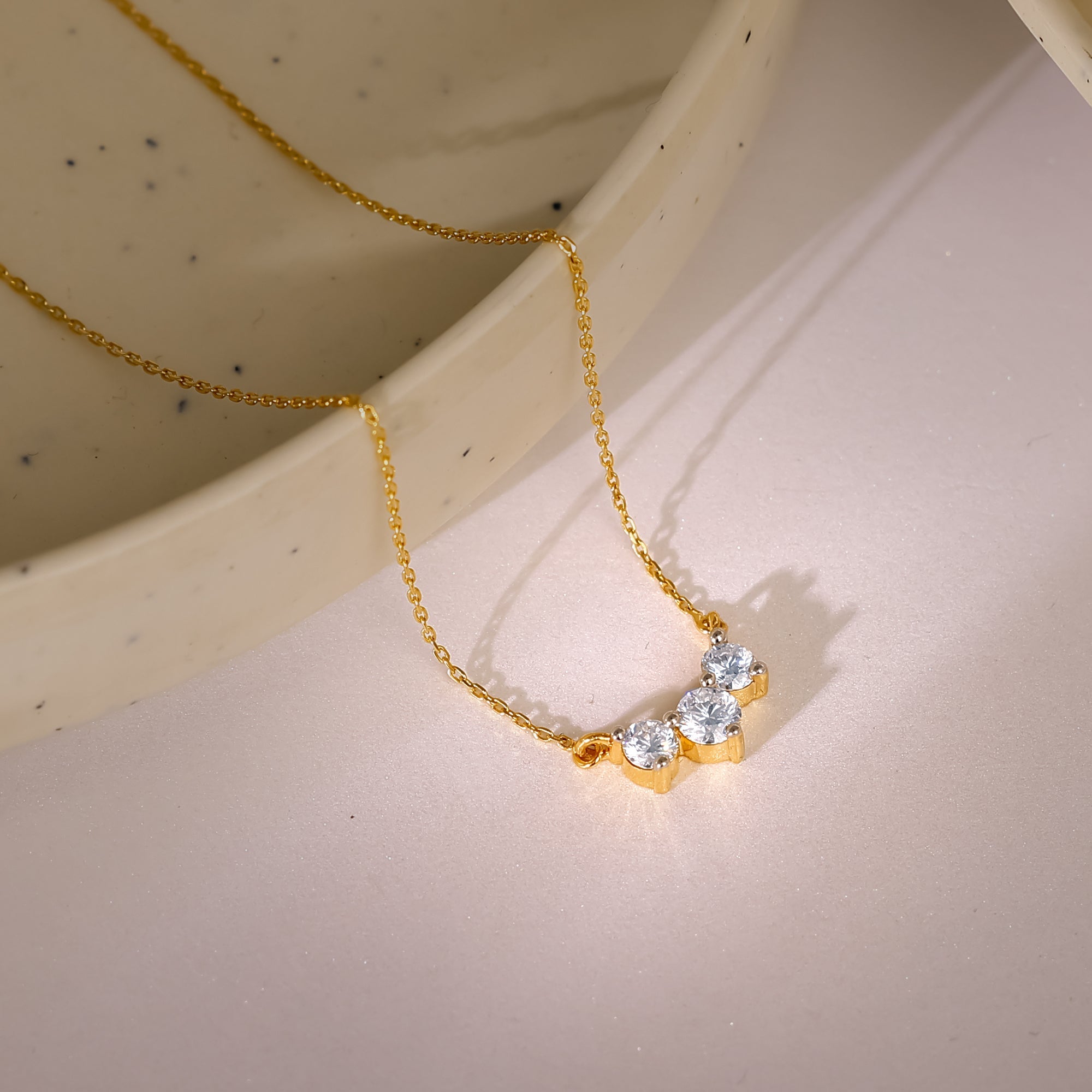 GIVA Jewellery Gold Trilove Diamond Necklace - view 2