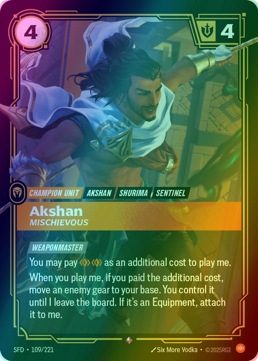 221 spiritforged foil – Riftbound Akshan - Mischievous - 109/221 [Spiritforged] [Foil]