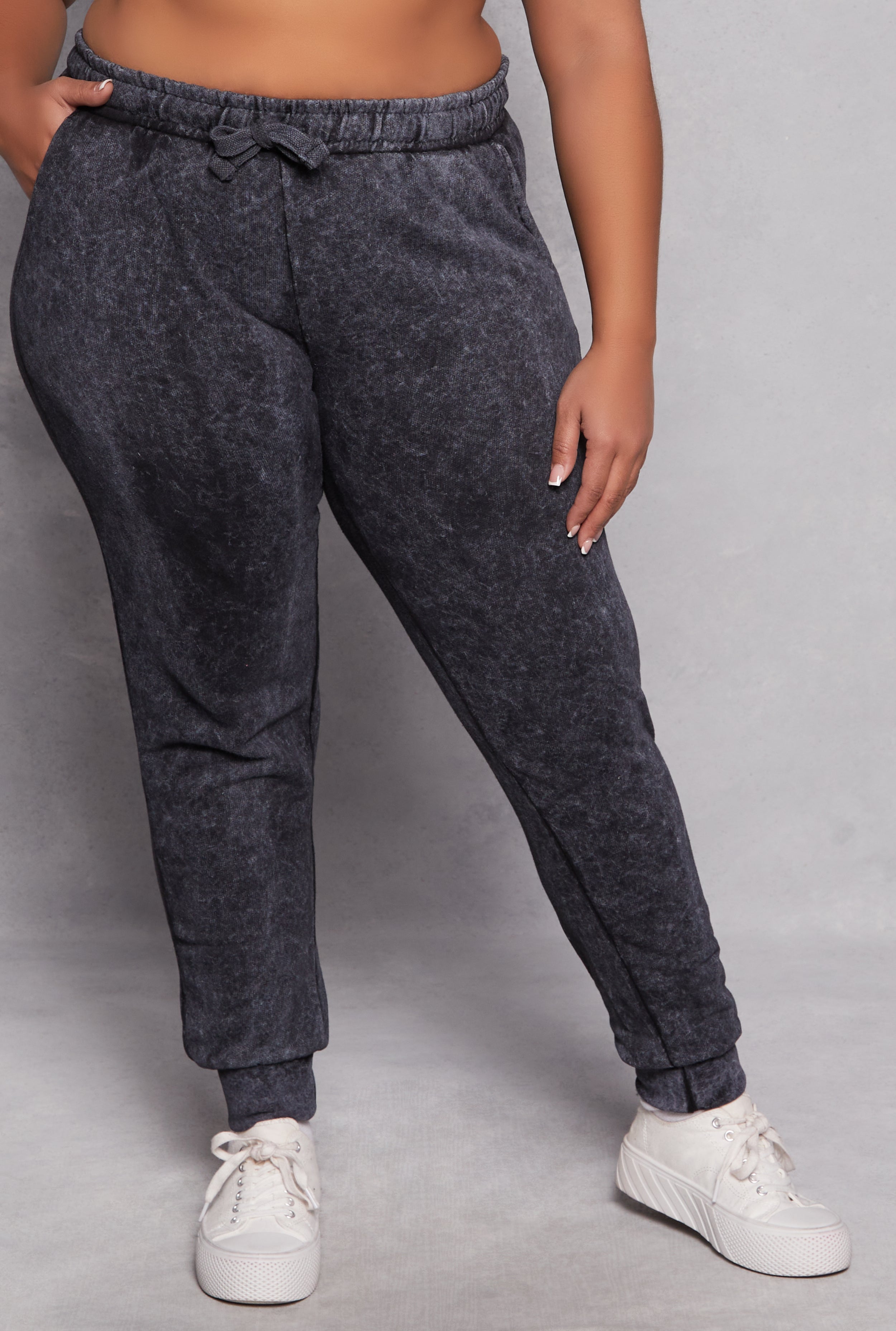 Rainbow Shops Plus Size Acid Wash Drawstring Joggers - view 2