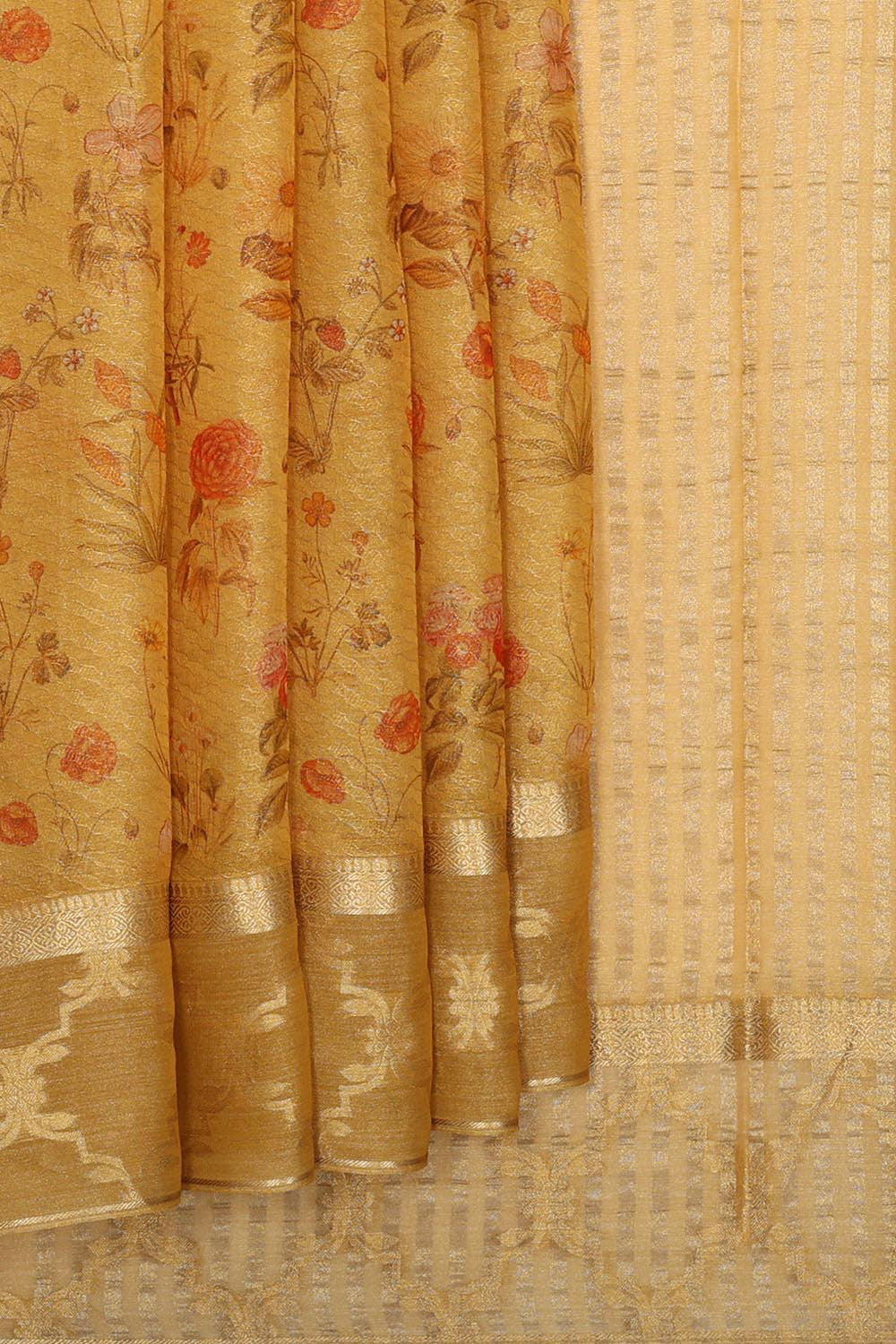 Kalanjali Georgette Mustard Saree – Women's