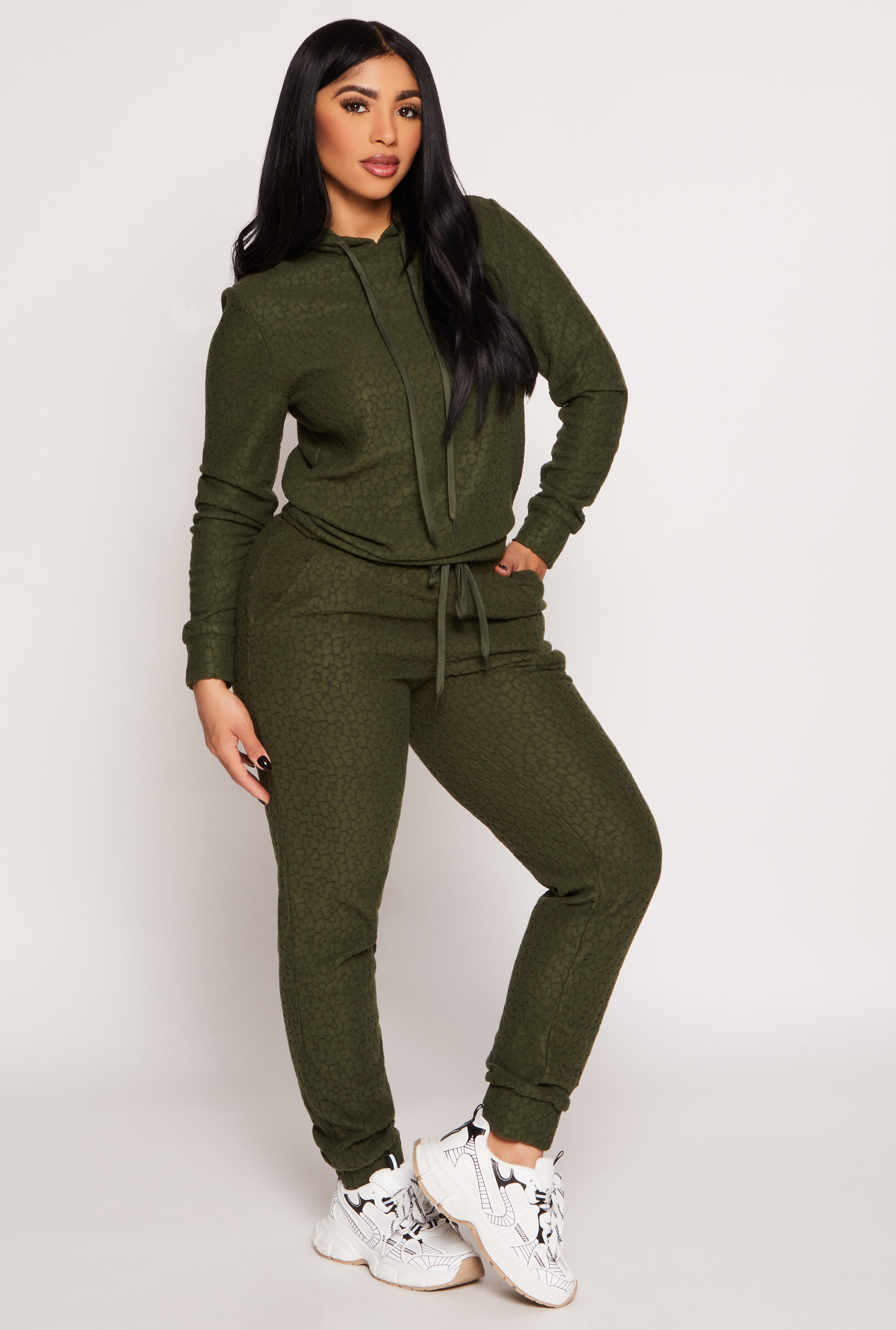 Rainbow Shops Leopard Textured Knit Hoodie – Women's - view 2