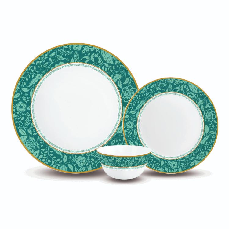 Cello Aurus Series 35 Pieces Adornia Opalware Dinner Set, Family of 6