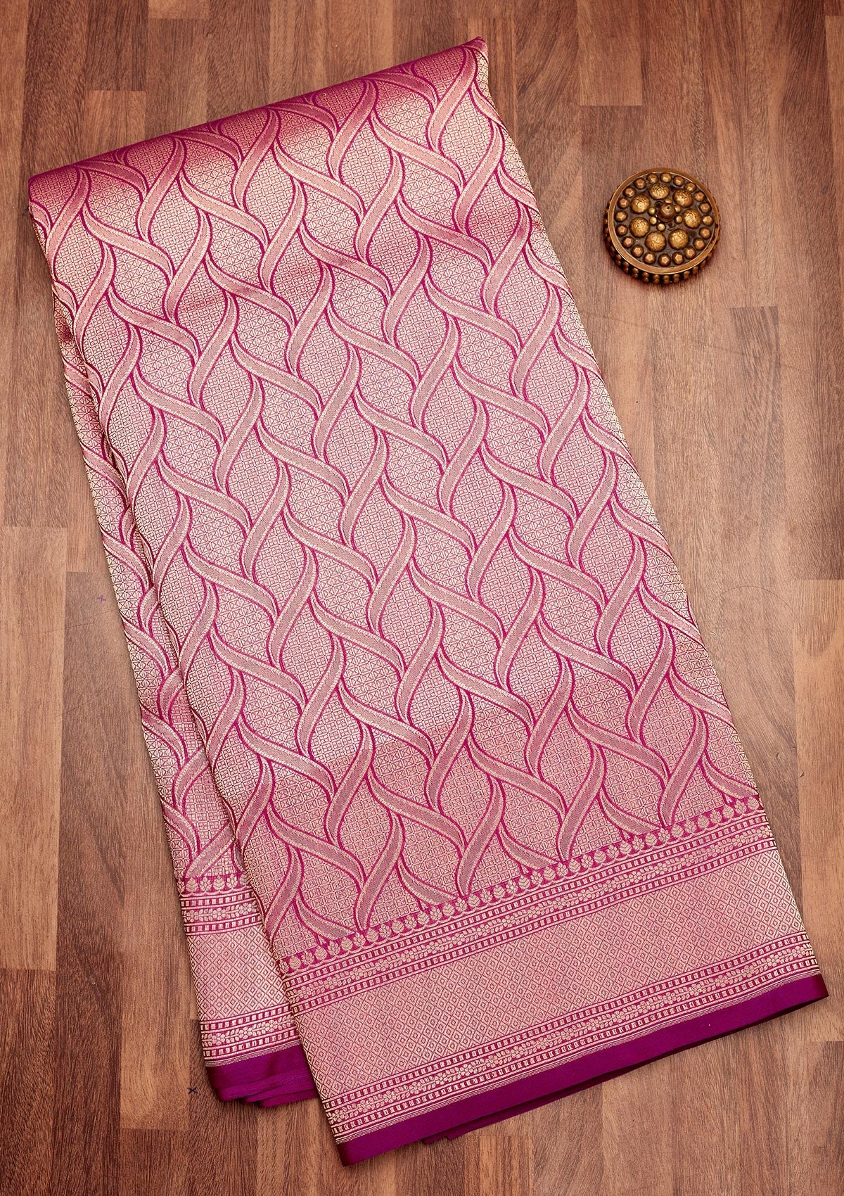 Koskii Onion Pink Zariwork Pure Silk Saree – Women's