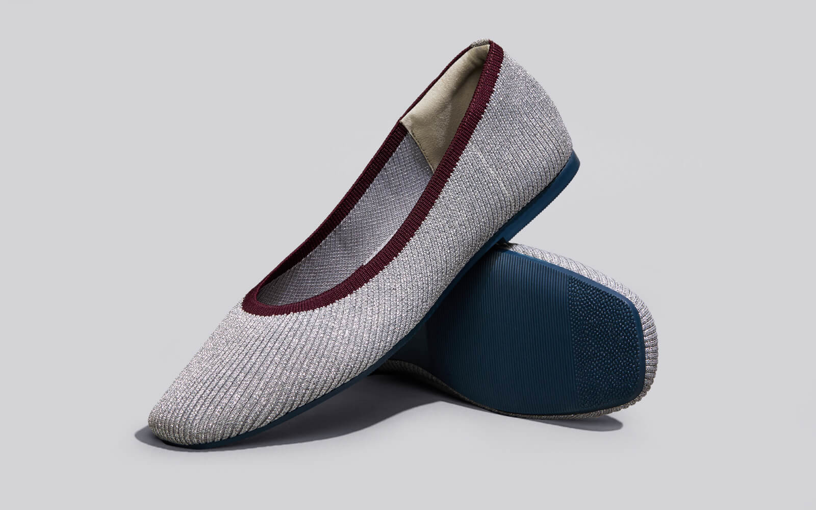 Neeman's Metallic Square Flats : Grey-Silver - view 6