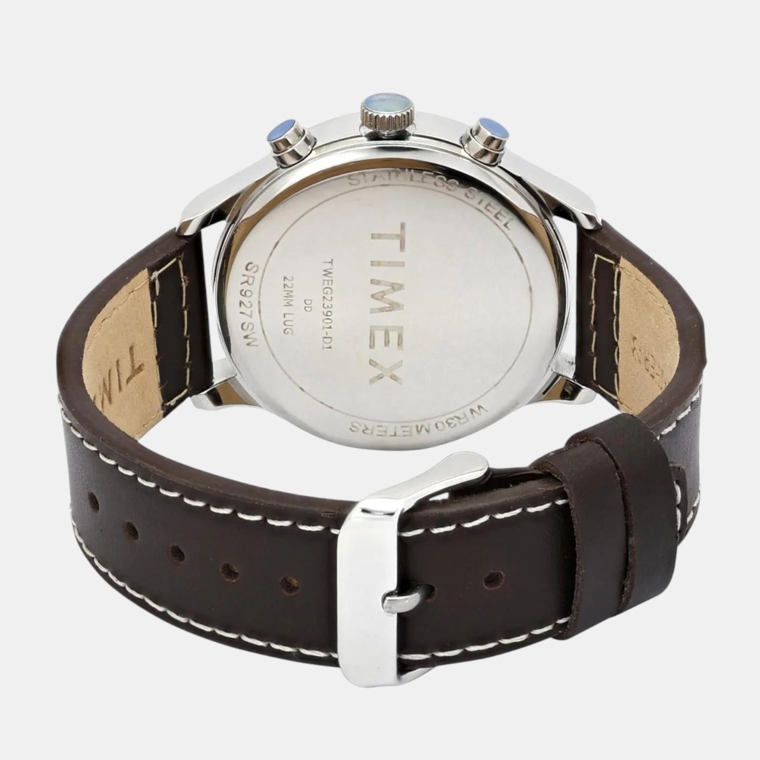 Timex Fashion Men Quartz Blue Dial Multi-Function Leather Watch TWEG23901 - view 4