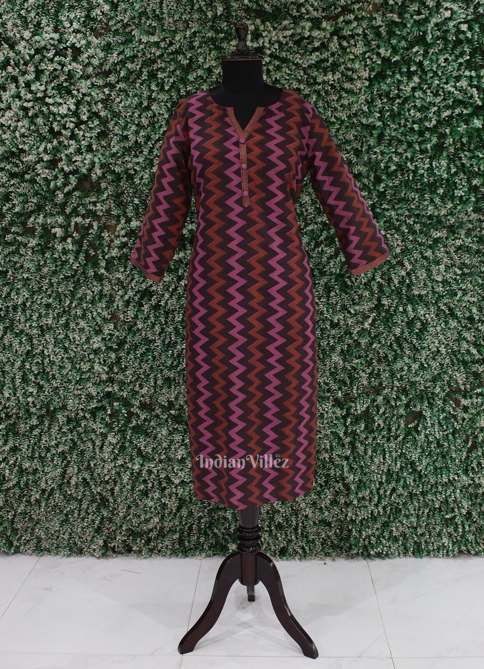 IndianVillèz Multi Colored Cotton Block Printed Kurti for Women