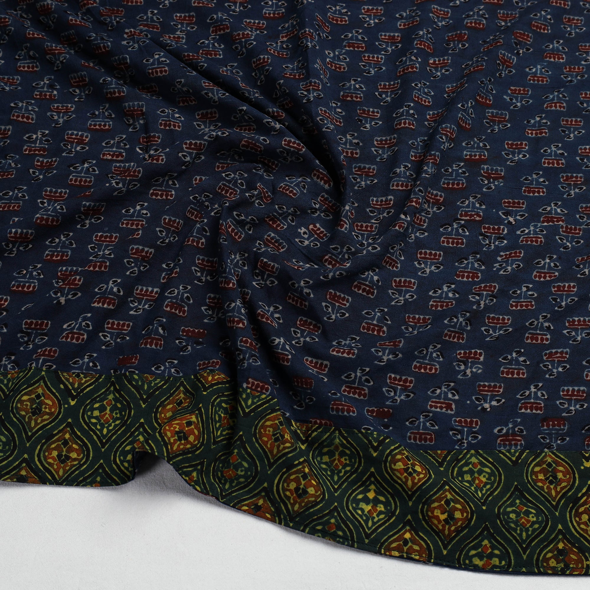 NOORI BAZAR Blue - Ajrakh Block Printed Cotton Blouse Piece - view 2