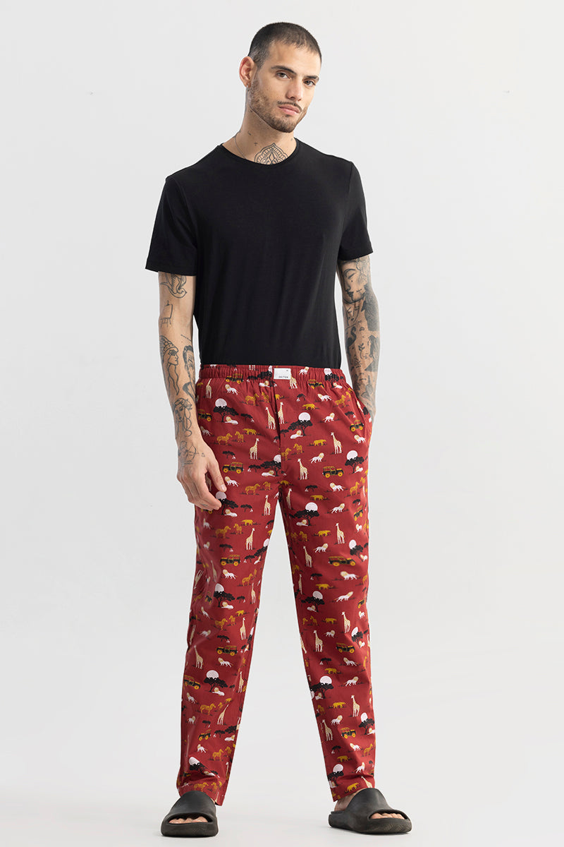 SNITCH Animal Print Red Pyjama