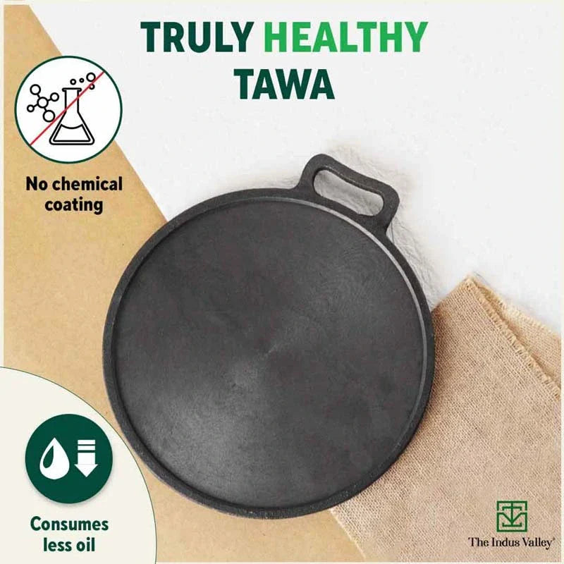 The Indus Valley Super Smooth Cast Iron Tawa,Pre-seasoned, Nonstick, 100% Pure, Toxin-free, Free ₹110 Spatula, 27.9cm/30.5cm, 2.15kg/2.3kg - view 4