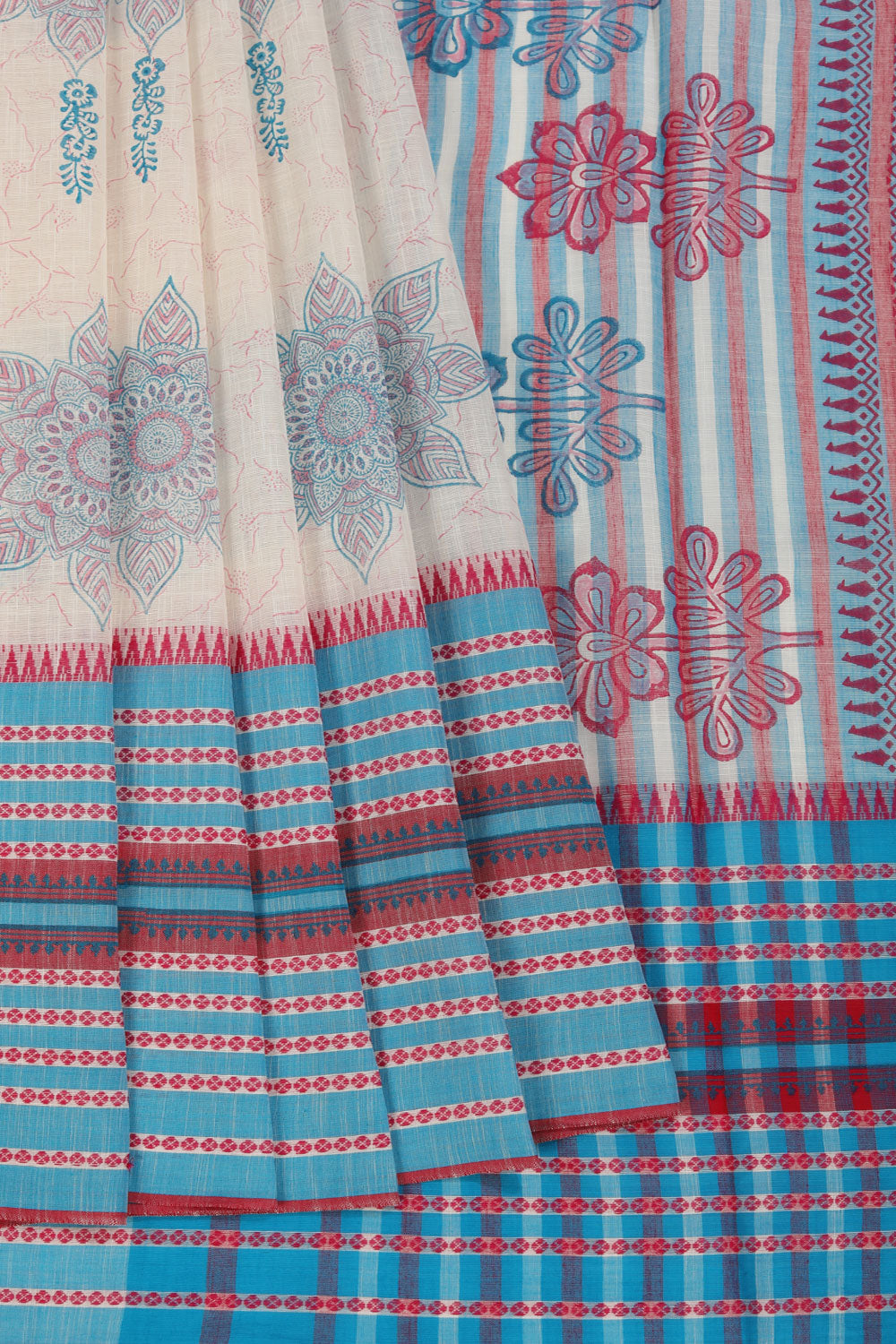 Kalanjali Ethnics Hand block printed south cotton saree - view 2