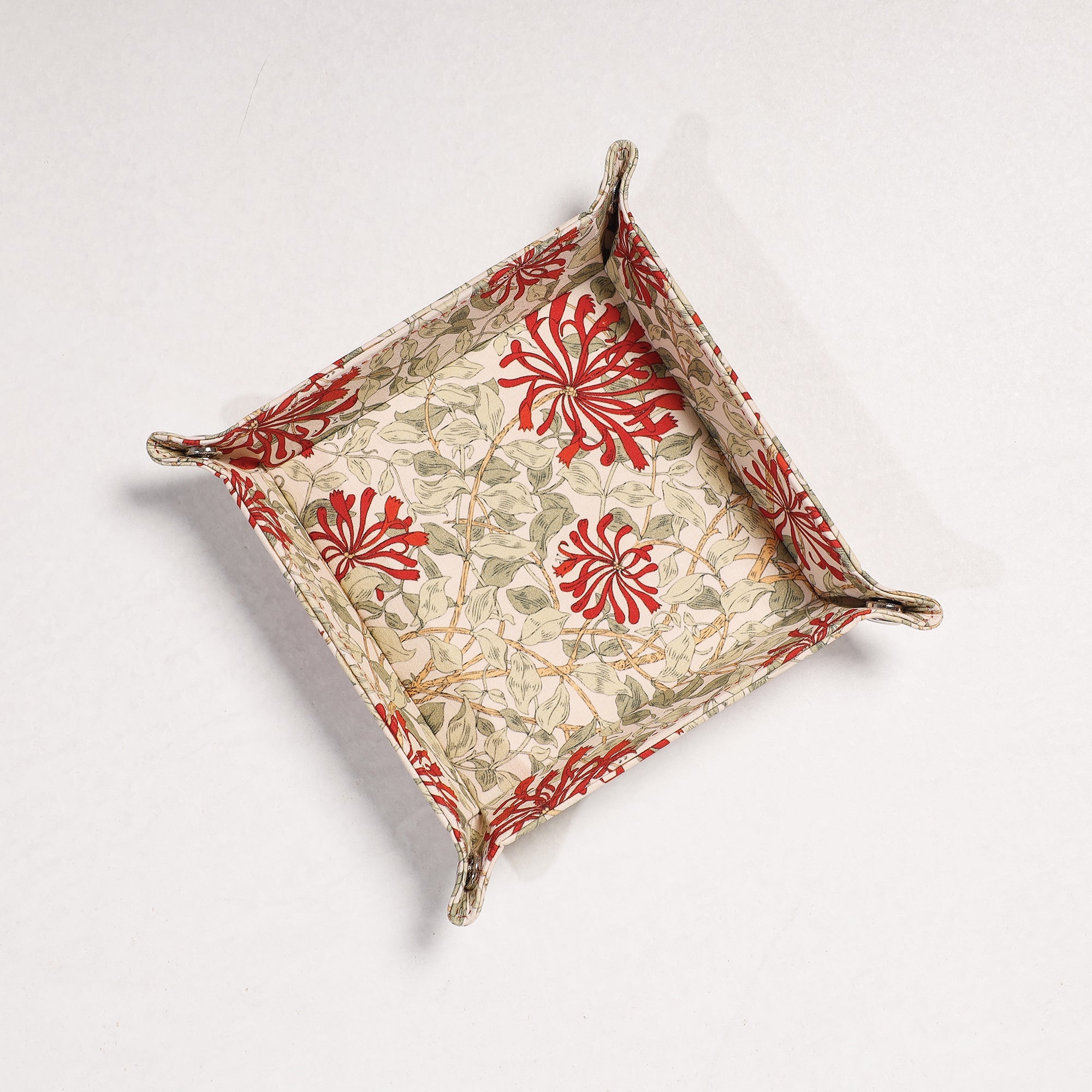 SUKRITI INPRINT Beige - Floral Printed Handcrafted Basket / Valet Tray (6 x 6 in) - view 2