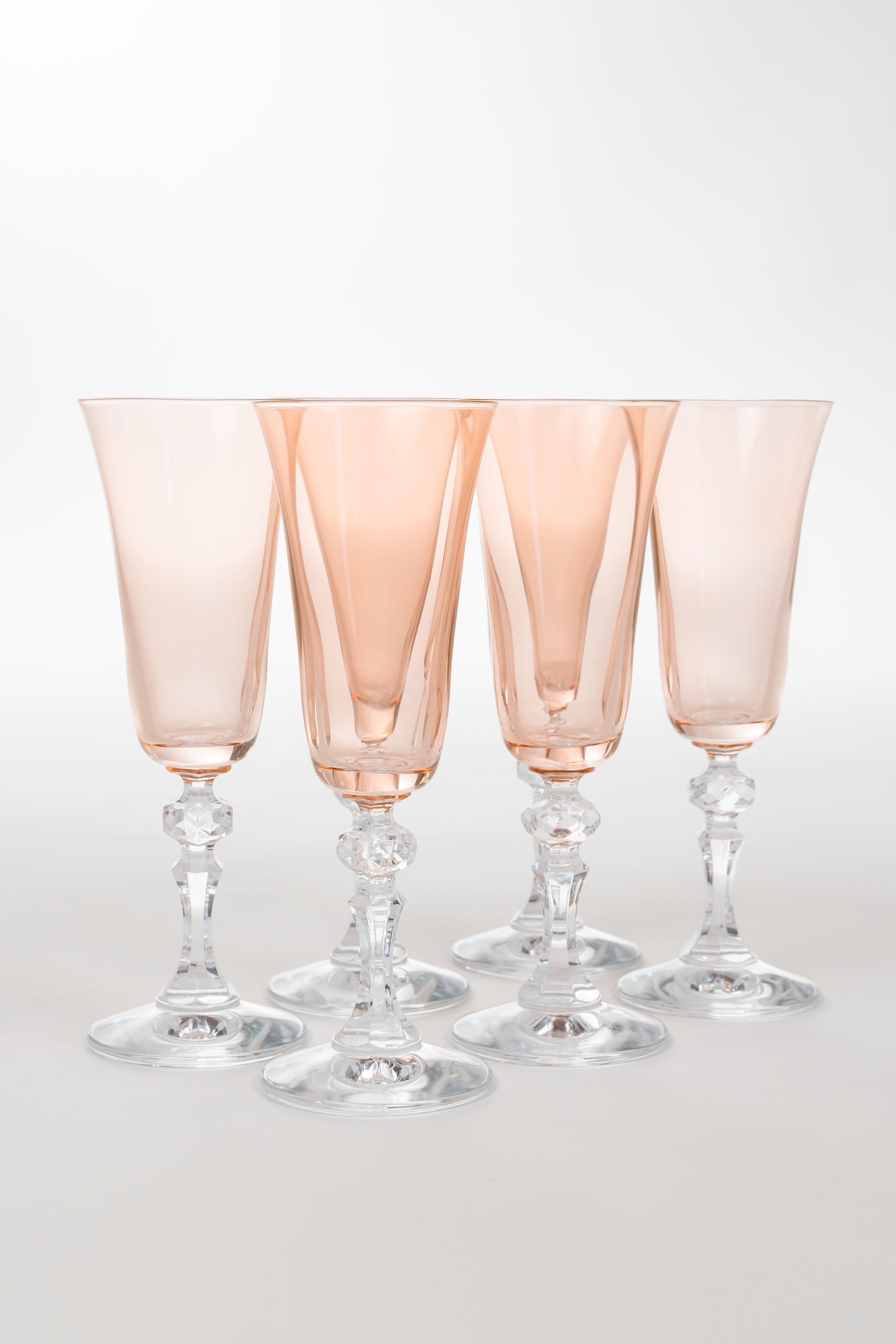 Estelle Colored Glass Estelle Colored Regal Flute With Clear Stem - Set of 6 {Blush Pink}