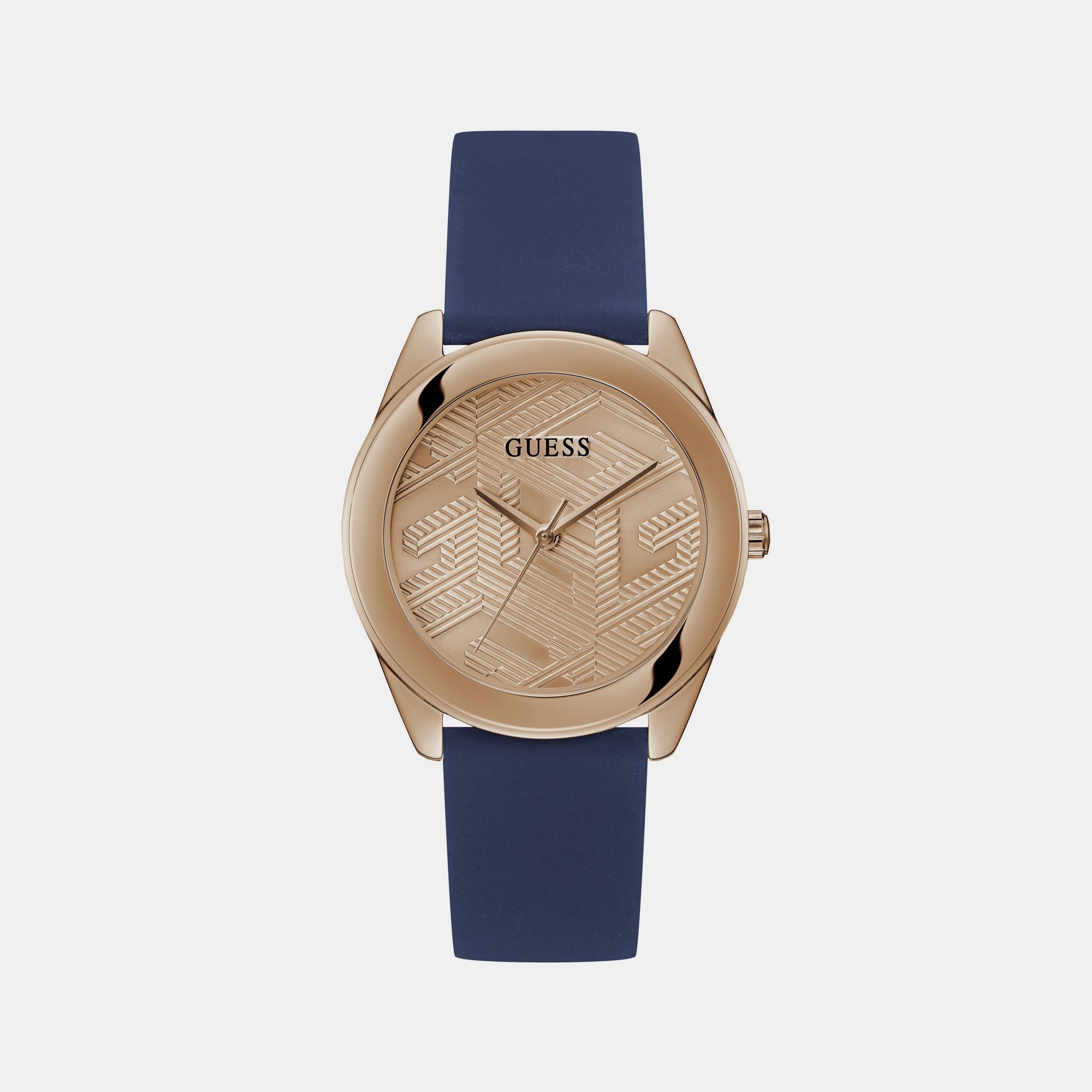 Guess Cubed Women Quartz Rose Gold Dial Analog Silicone Watch GW0665L2
