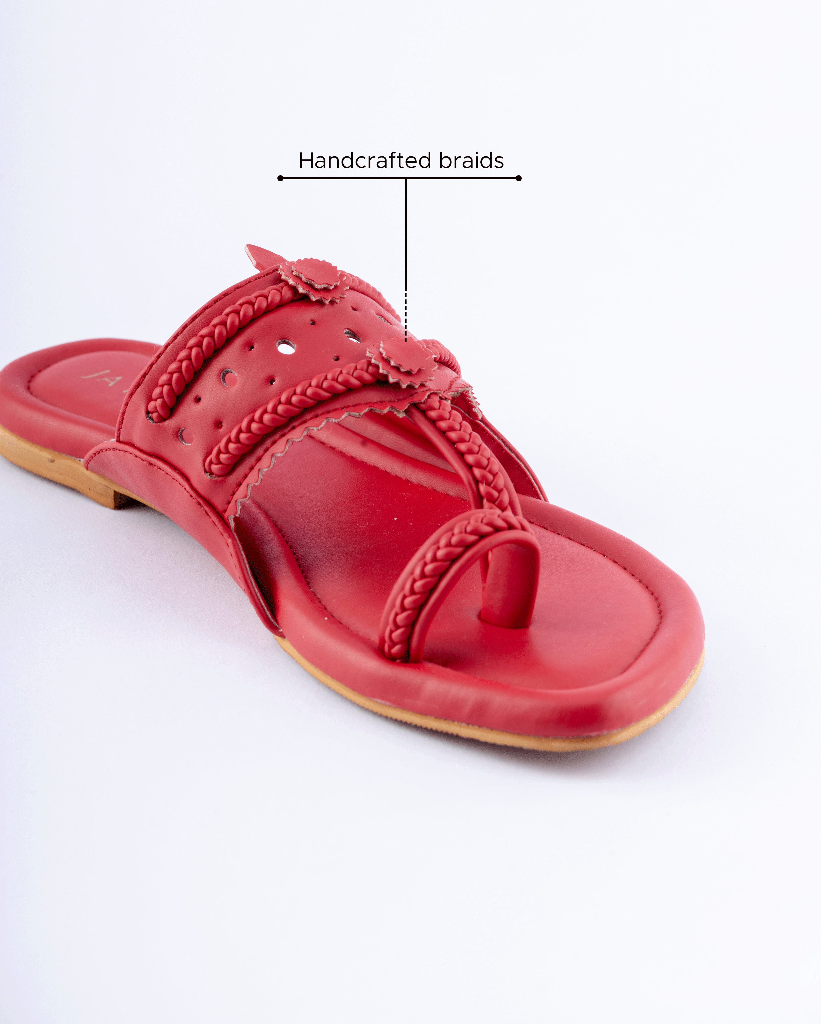 Jaysole Indian Red Solid Kolha Flats - view 5
