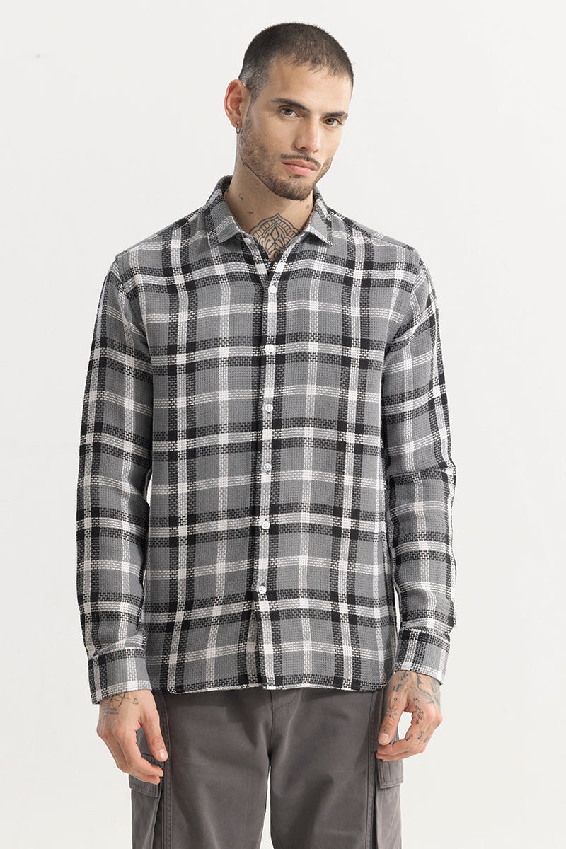 SNITCH Gridline Grey Checks Shirt - view 5
