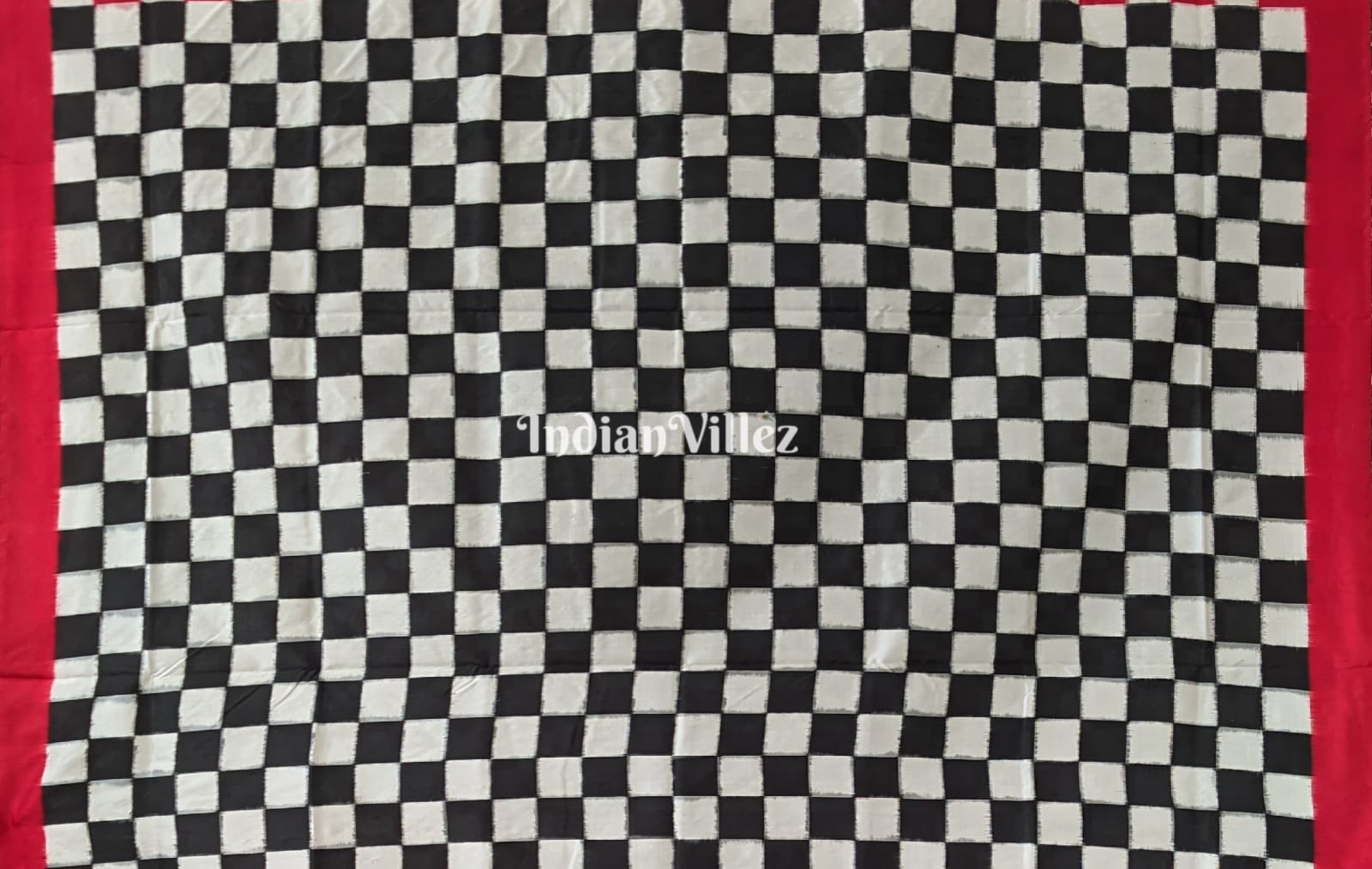 IndianVillèz White Red Pasapali Sambalpuri Ikat Silk Saree - view 6