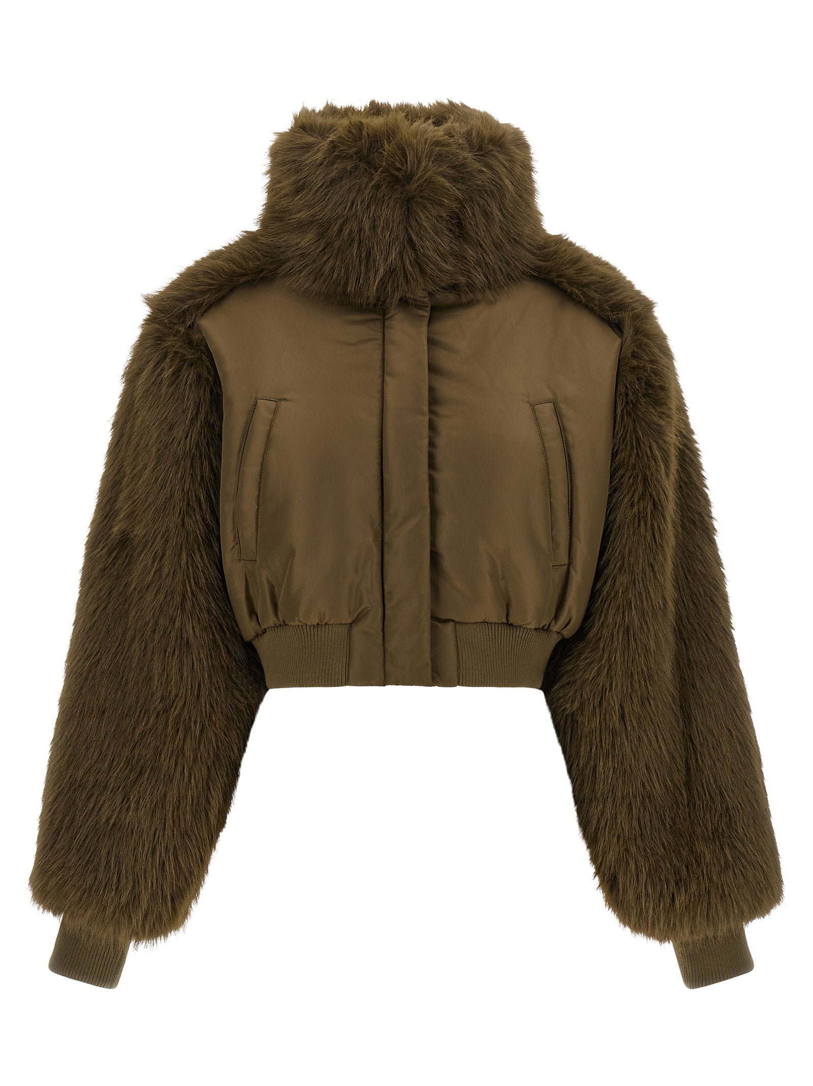 Pinko Bomber Jacket With Fur Inserts – 100% polyester
