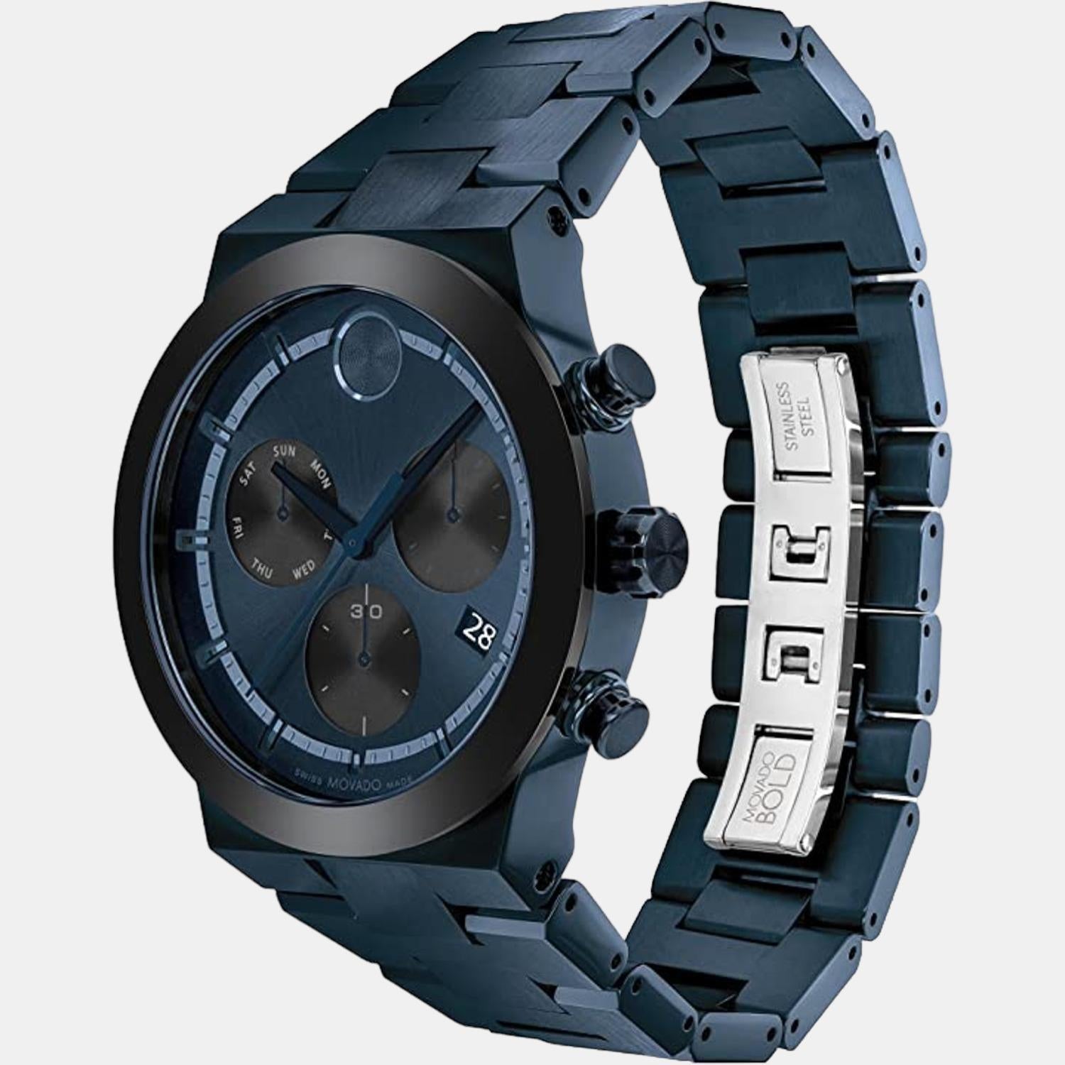 Movado Bold Fusion Men Quartz Blue Dial Chronograph Stainless Steel Watch 3600859 - view 2