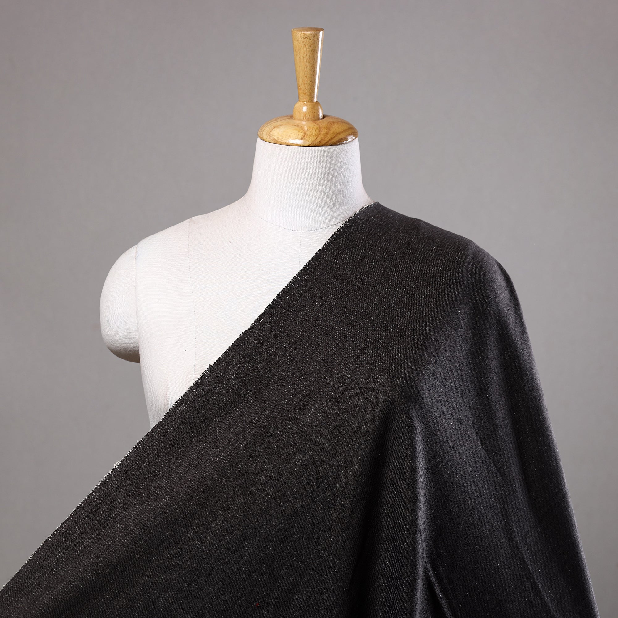 SOUTH KARGHA Black - 2/40 Twill Cotton Handspun Handloom Natural Dyed Plain Fabric 02