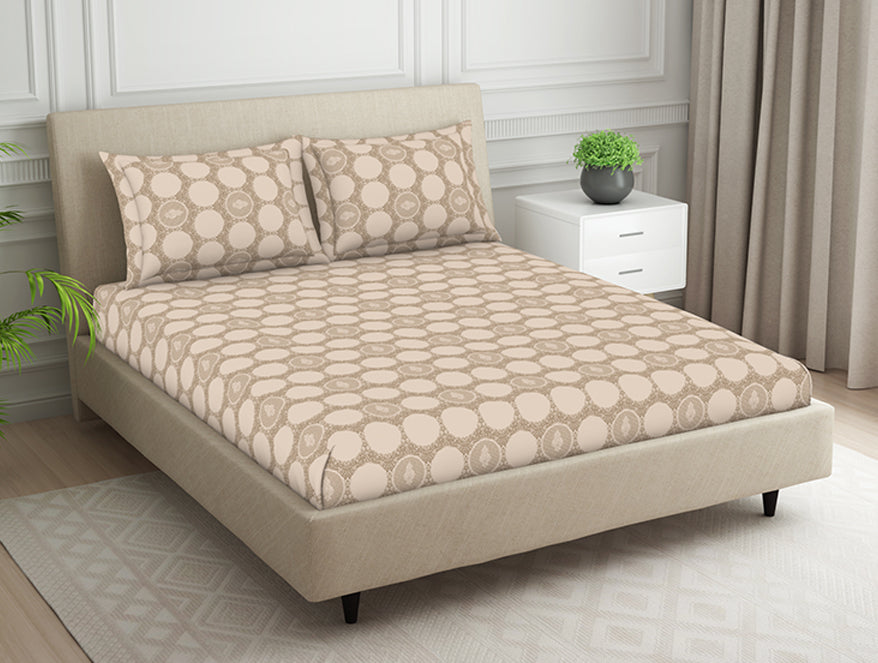 Spaces India Ornate Beige Polycotton Bedsheets Double Harmony - By Welspun - view 2