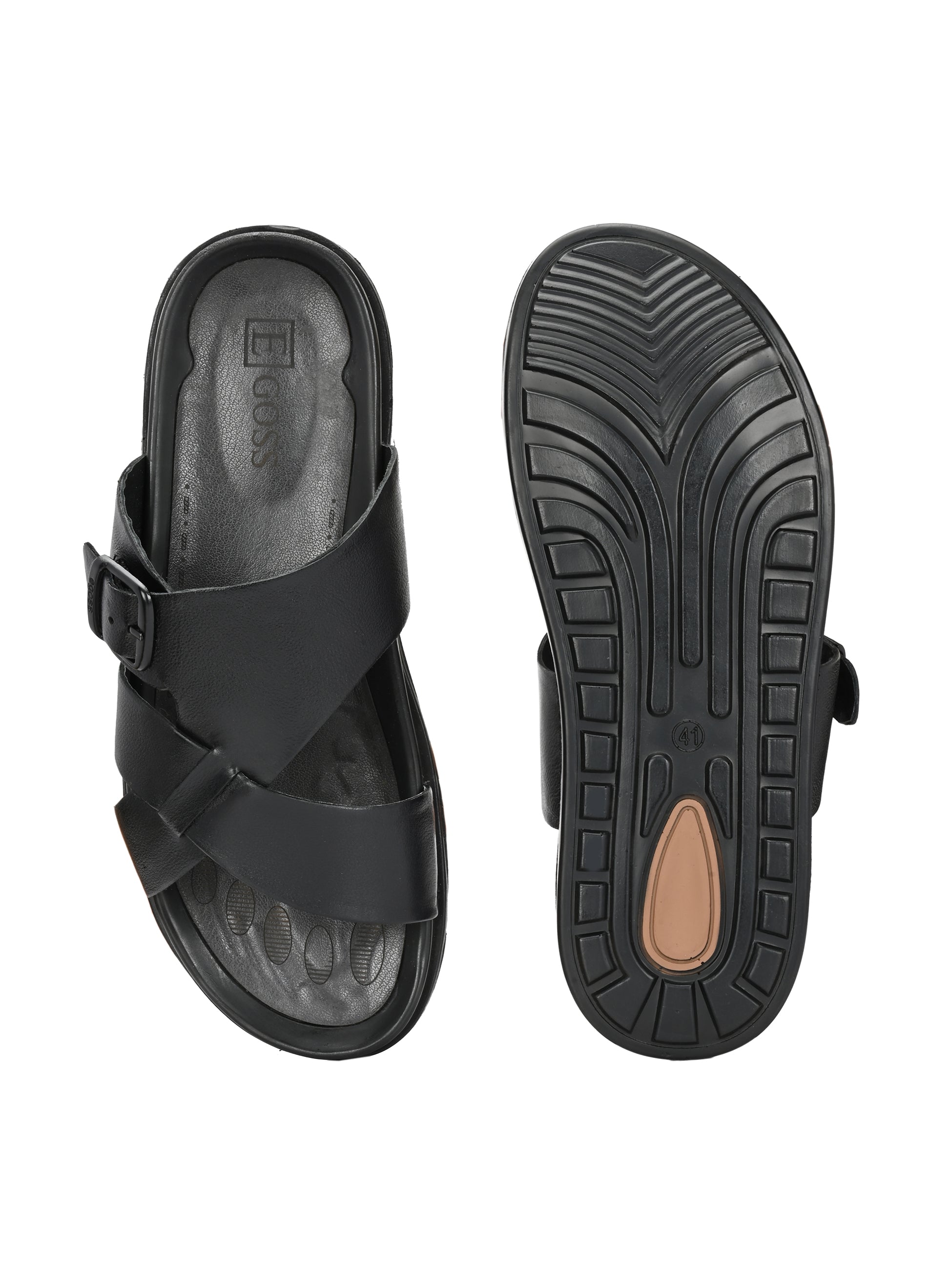 Egoss Shoes Egoss Leather Slippers For Men – Black