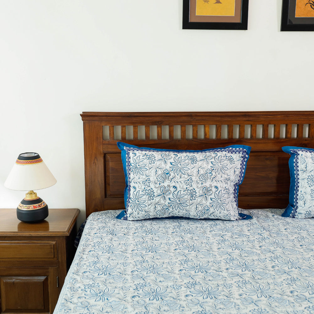 HAVELI CHRONICLES Blue - Block Print Cotton Double Sanganeri Bed Sheet - view 2