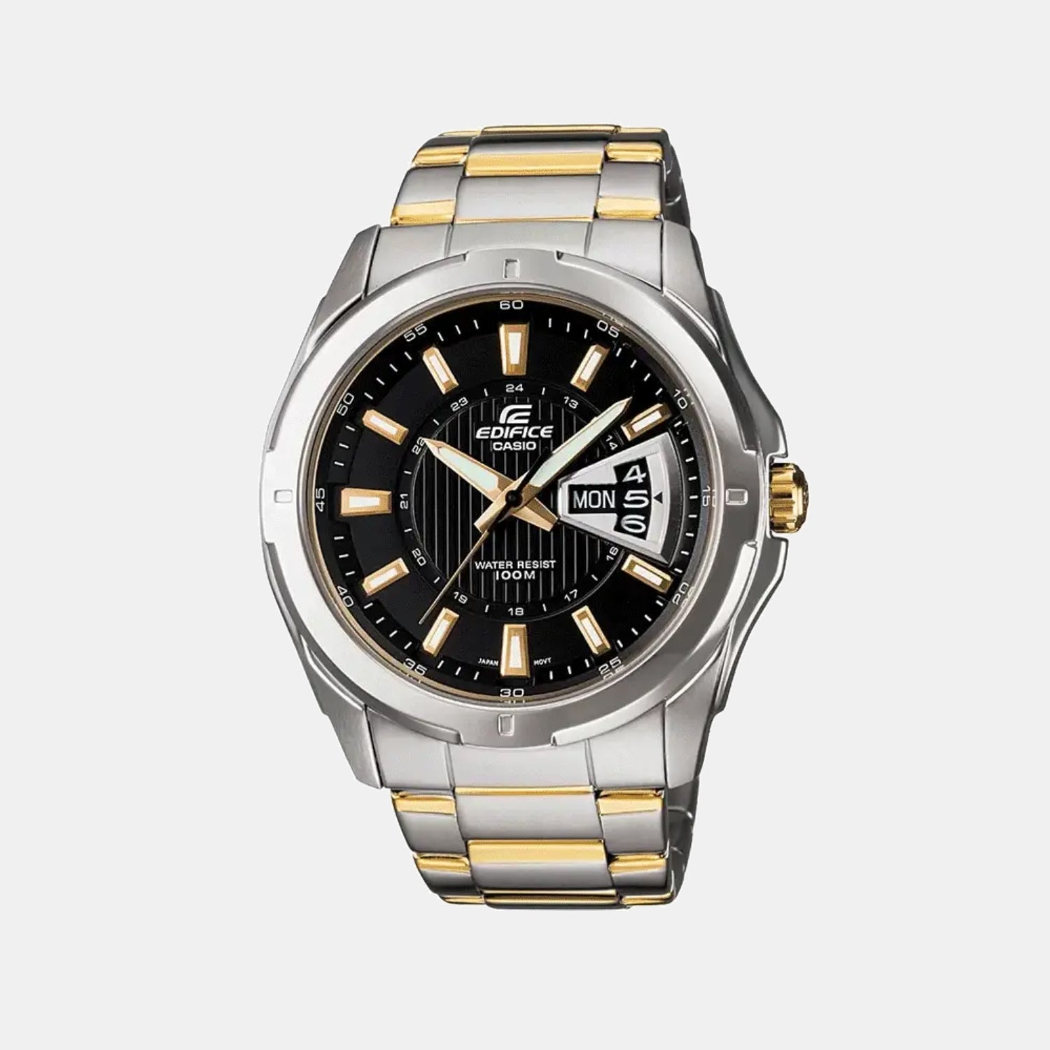 Casio Edifice Men Quartz Black Dial Analog Stainless Steel Watch ED383