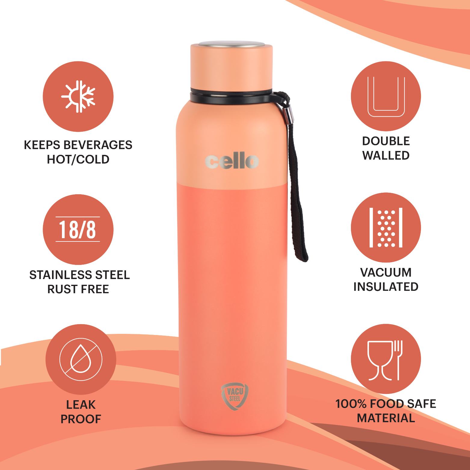 Cello Neo Kent Flask, Vacusteel Water Bottle, 750ml - view 16