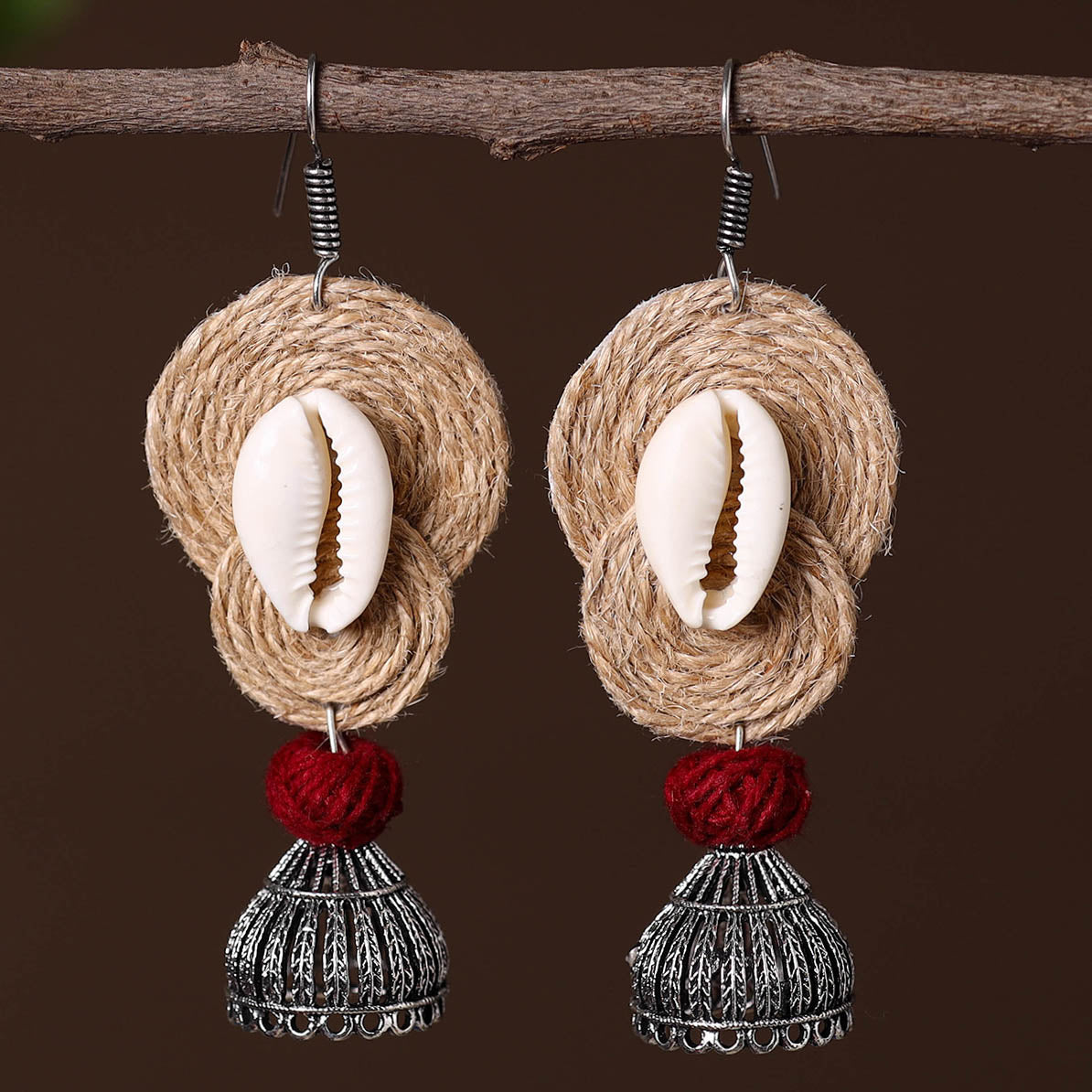 JALPARI Ashika German Silver Jute Jhumki Earrings - view 2