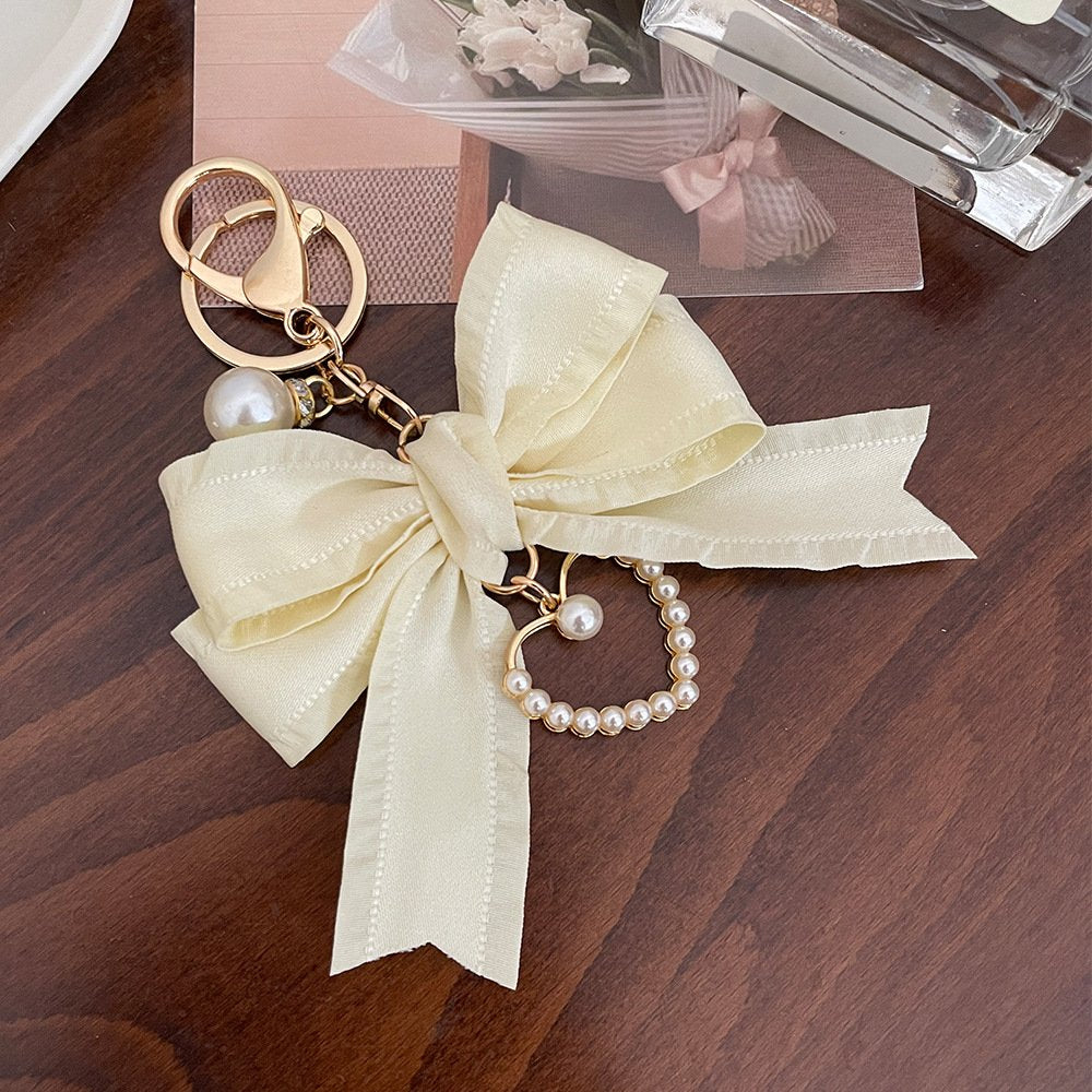 Peeperly Classy Pleated Ribbon Heart Keychain - view 3