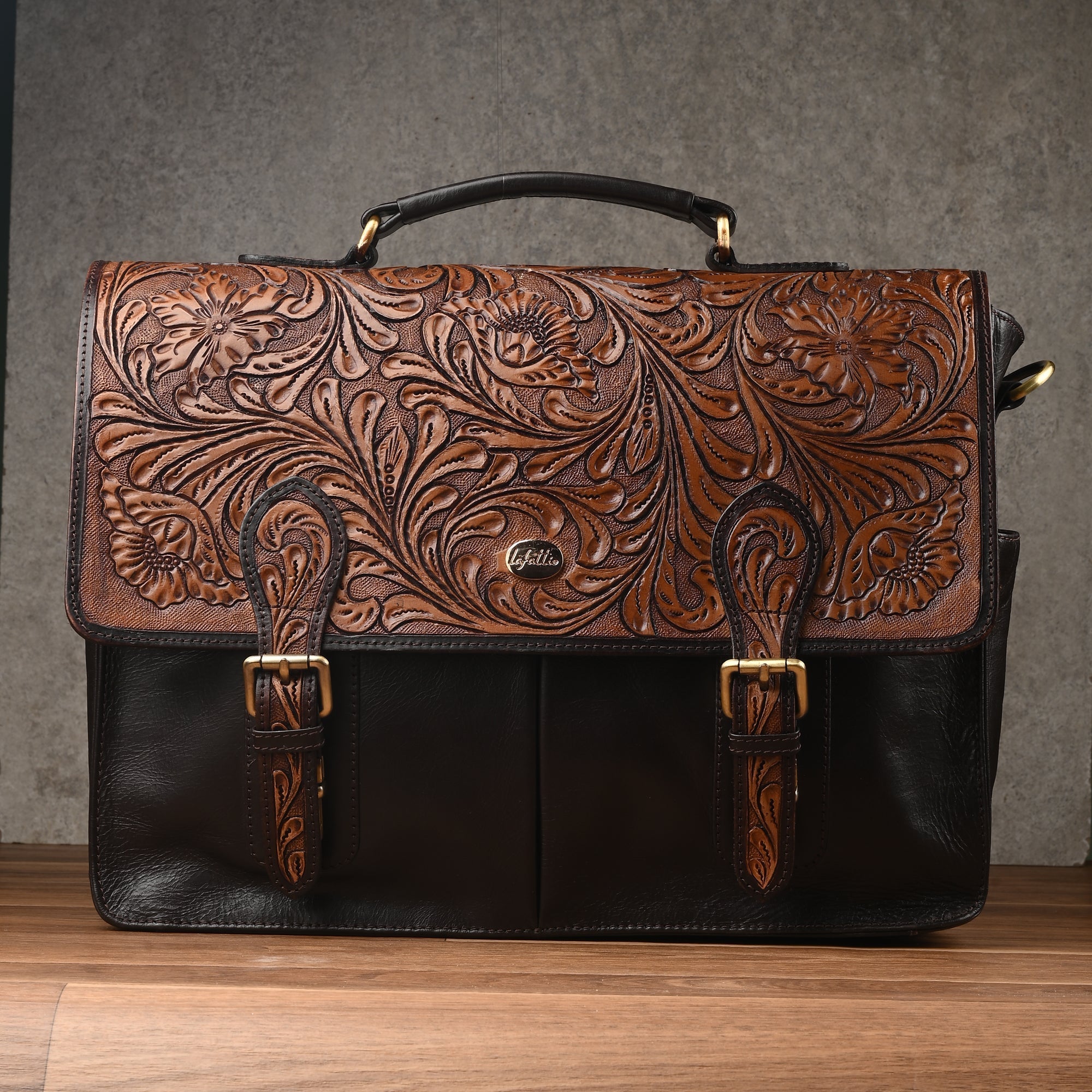 Hand-Carved Bags by Lafattio – Dark Brown