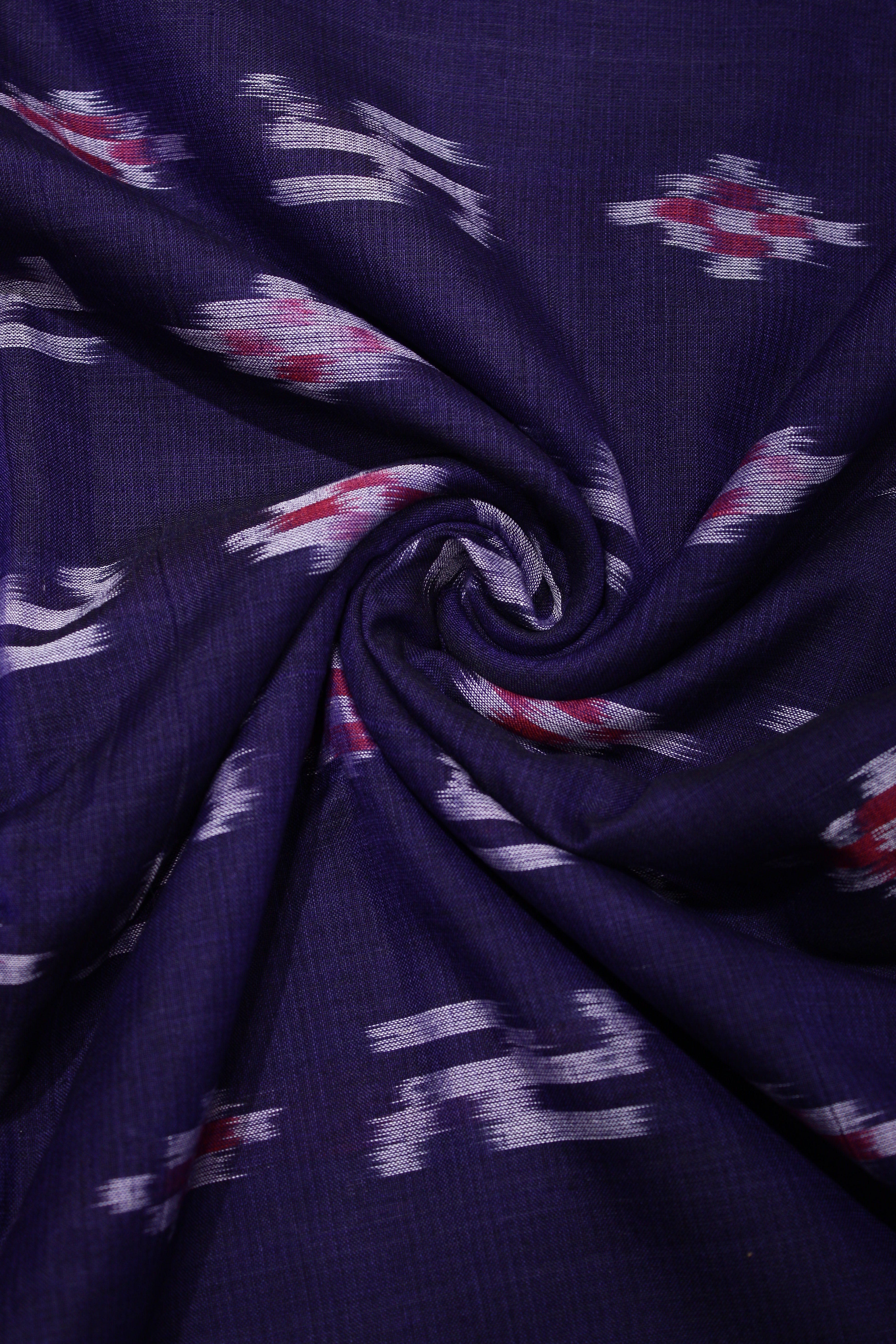 IndianVillèz Blue Pasapali Swastik Sambalpuri Ikat Cotton Fabric
