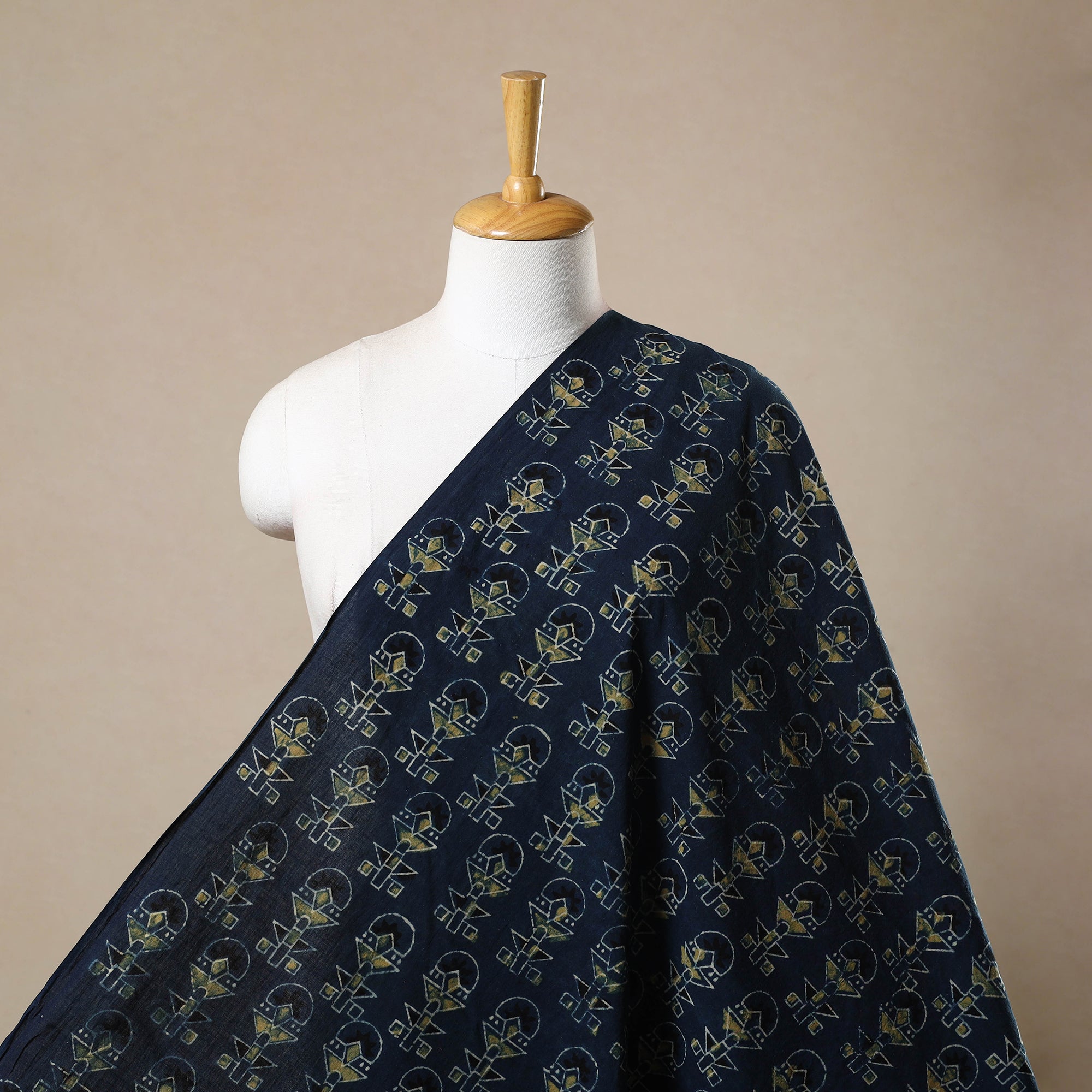 KACHCHH JI CHHAAP Blue - Block Print Cotton Natural Dyed Ajrakh Fabric 48
