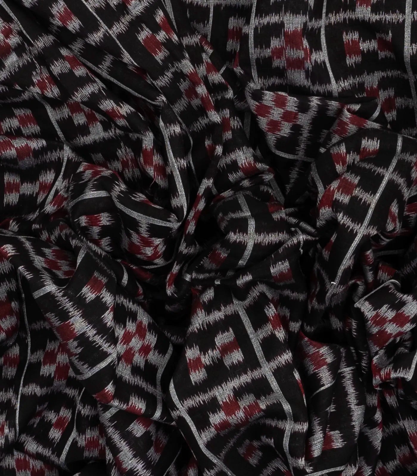 RmKV Black Handloom Orissa Cotton Saree With Tie & Dye Checks & Motifs - view 3