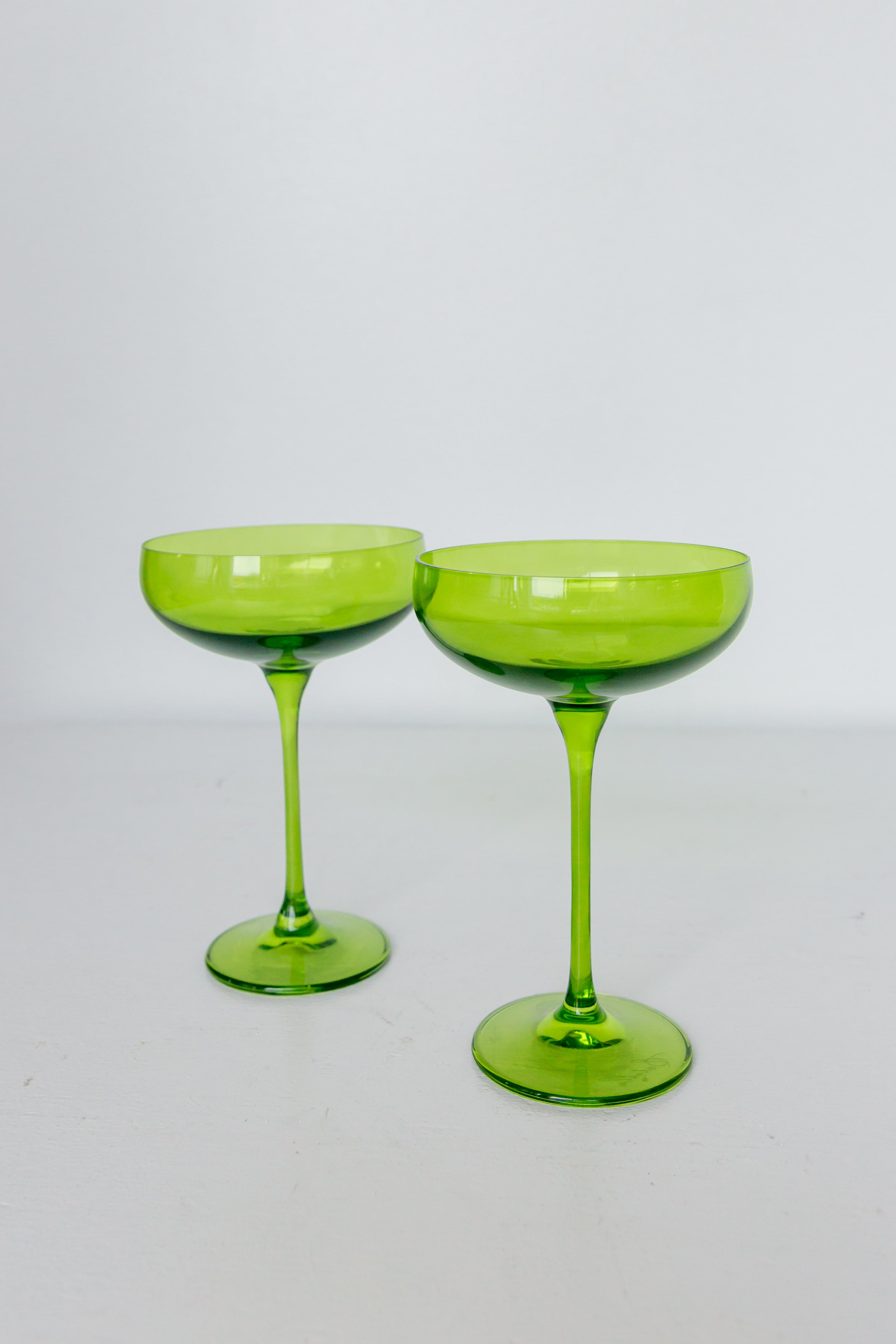 Estelle Colored Glass Estelle Colored Champagne Coupe Stemware - Set of 2 {Forest Green}