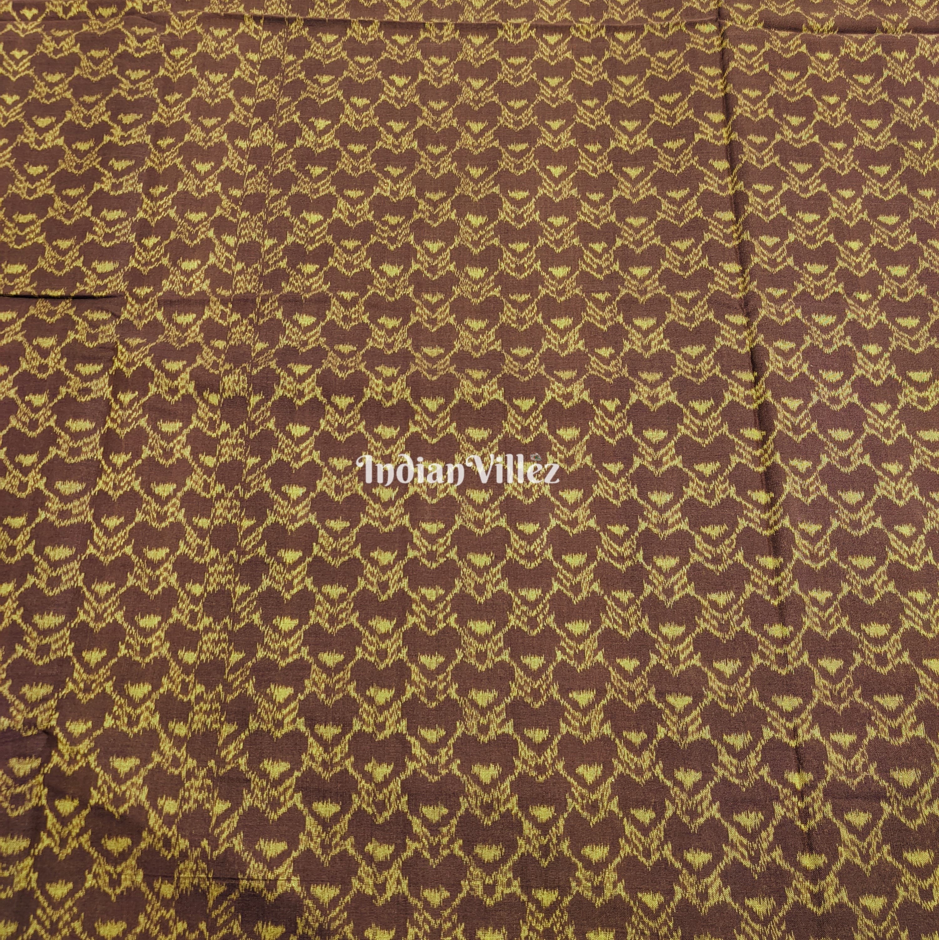 IndianVillèz Dark Coffee Color Dual Tone Sambalpuri Ikat Cotton Fabric - view 2