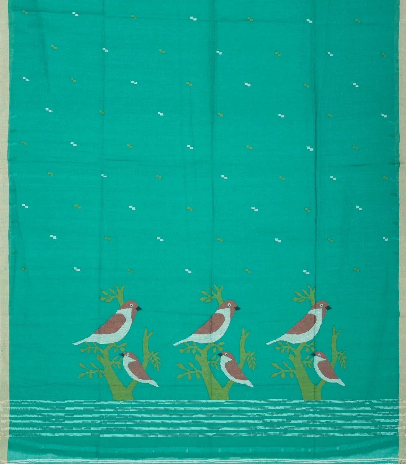 RmKV Aquamarine Handloom Bengal Cotton Saree With Buttas - view 2