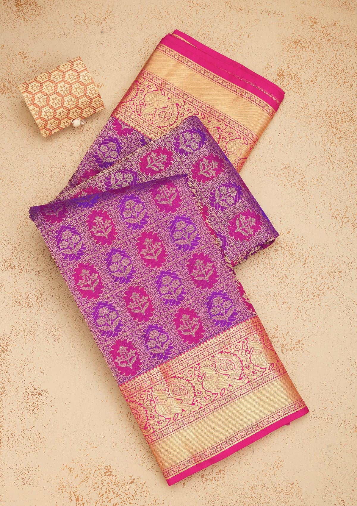 Koskii Purple Zariwork Pure Silk Saree – Women's