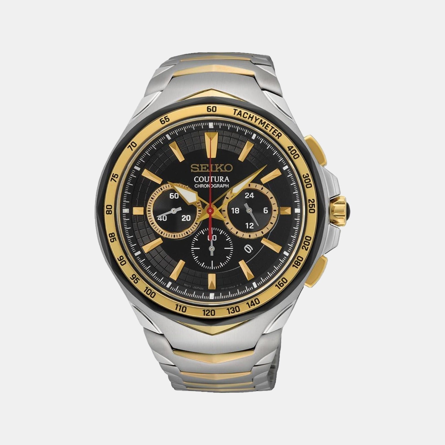 Seiko Coutura Men Quartz Black Dial Chronograph Stainless Steel Watch SRWZ26P9