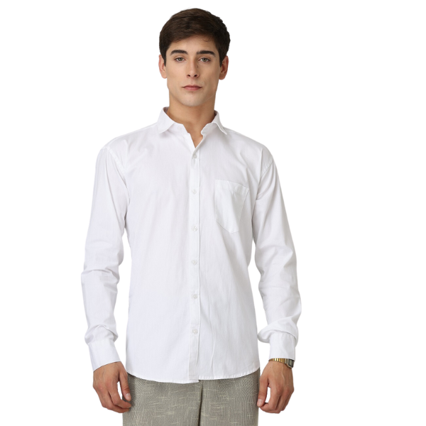 BlackTree Premium Cotton Blend Solid Shirts (White) - view 3
