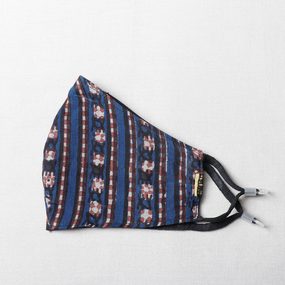 JALPARI Bindaas Block Printed Cotton 3 Layer Snug Fit Face Cover