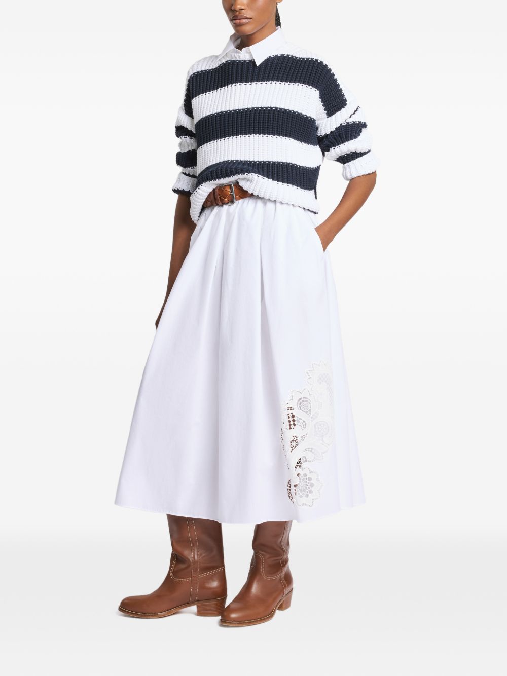 Fay A-line Cotton long skirt - view 5