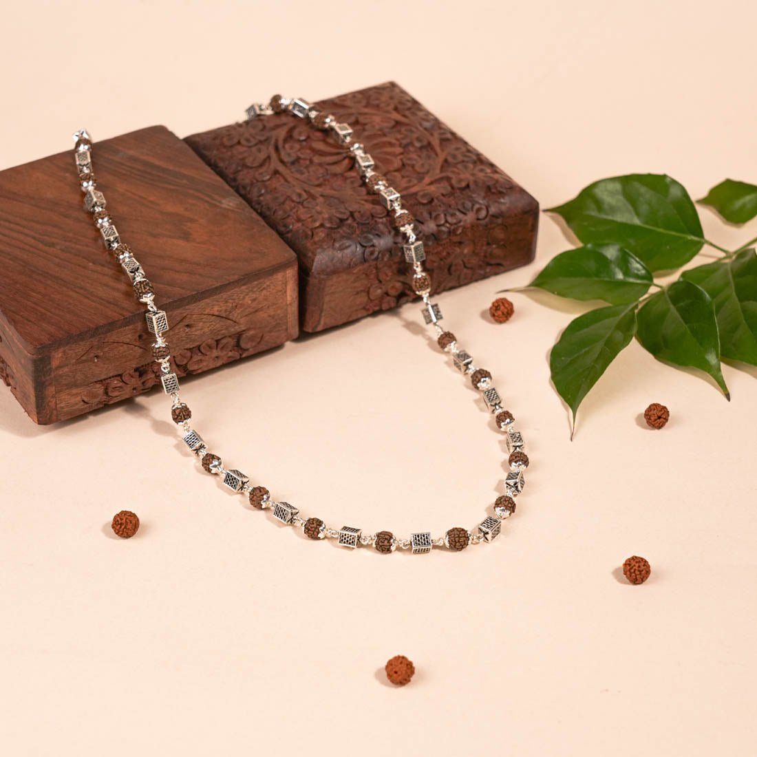 Prinjal Jewellers Rudraksha Silver Mala (Square Bead) - view 2