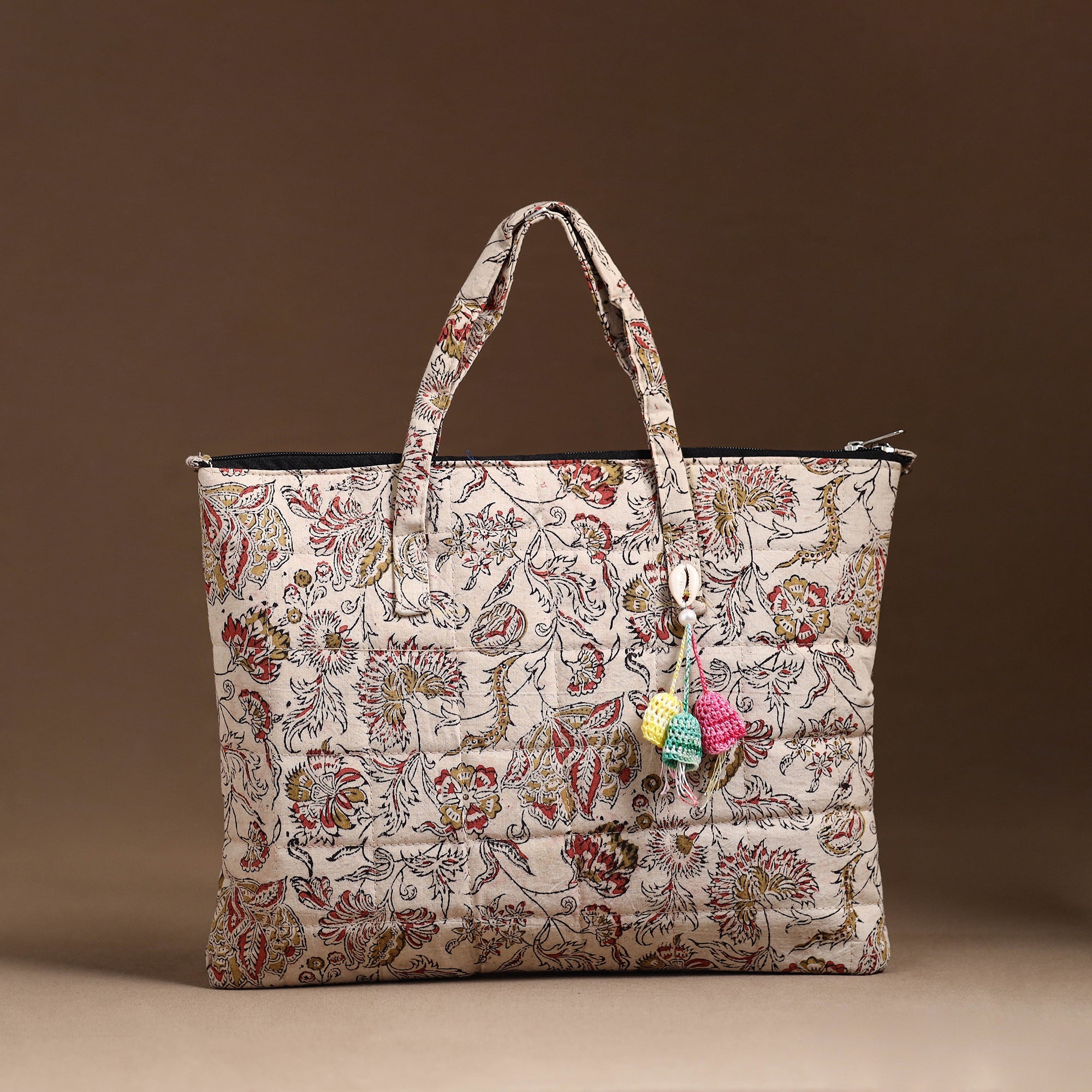 NOORI BAZAR Beige - Handcrafted Quilted Cotton Hand Bag 26