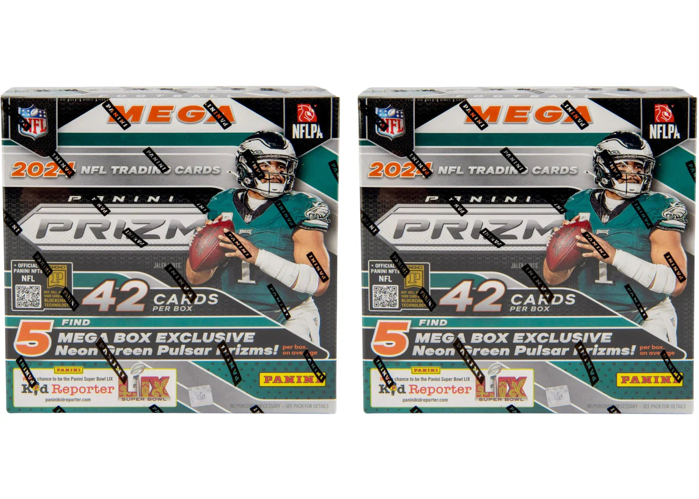 2024 Panini Prizm NFL Mega Box (Neon Green Pulsar Prizms) 2x Lot
